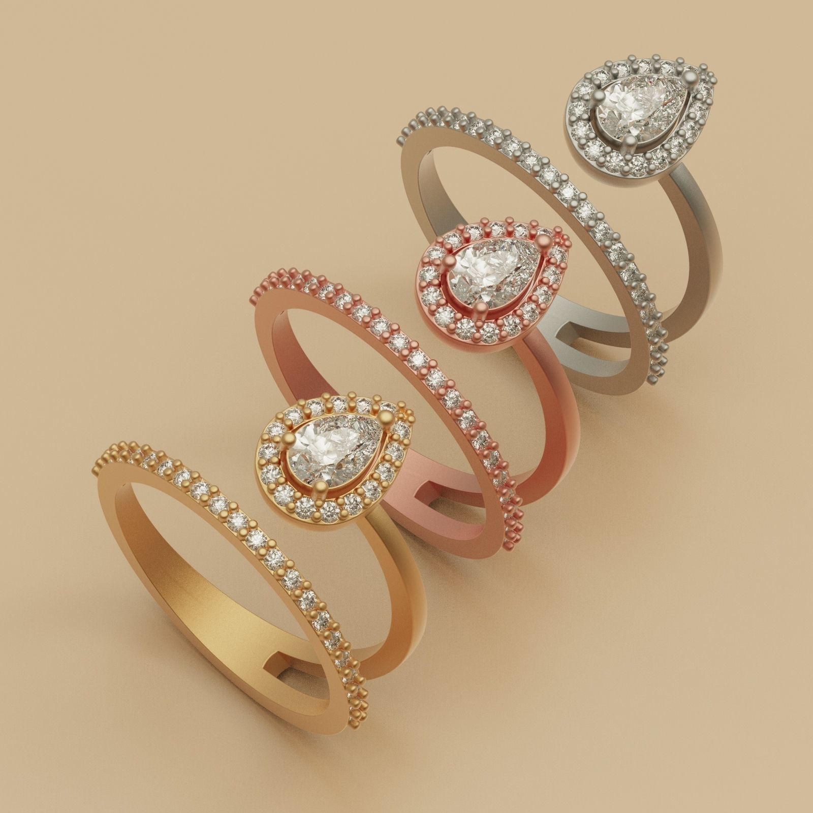 Diamond Ring Marquise 3D print model_4