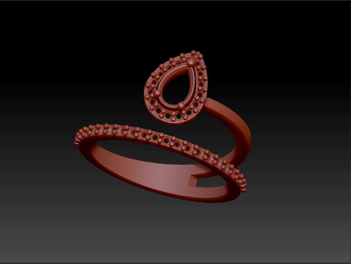 Diamond Ring Marquise 3D print model_9