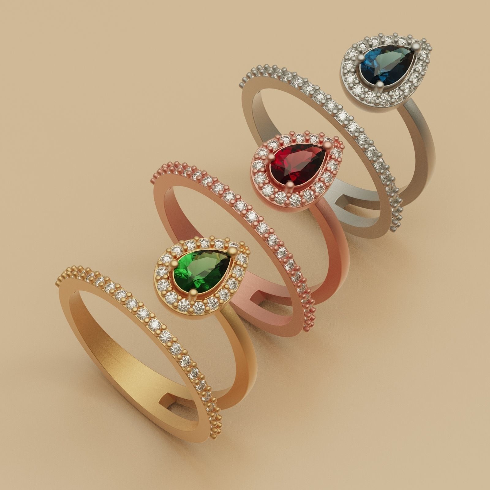 Diamond Ring Marquise 3D print model_2