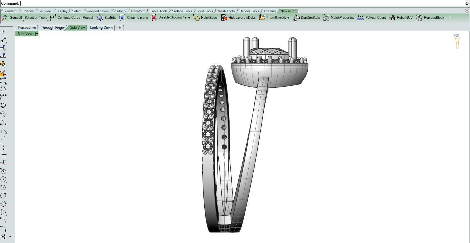 Diamond Ring Marquise 3D print model_14