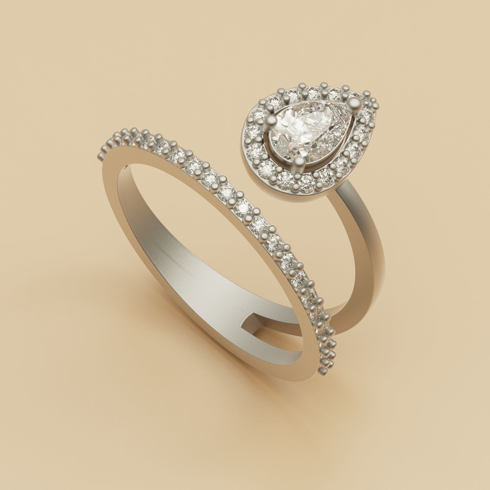 Diamond Ring Marquise 3D print model_5
