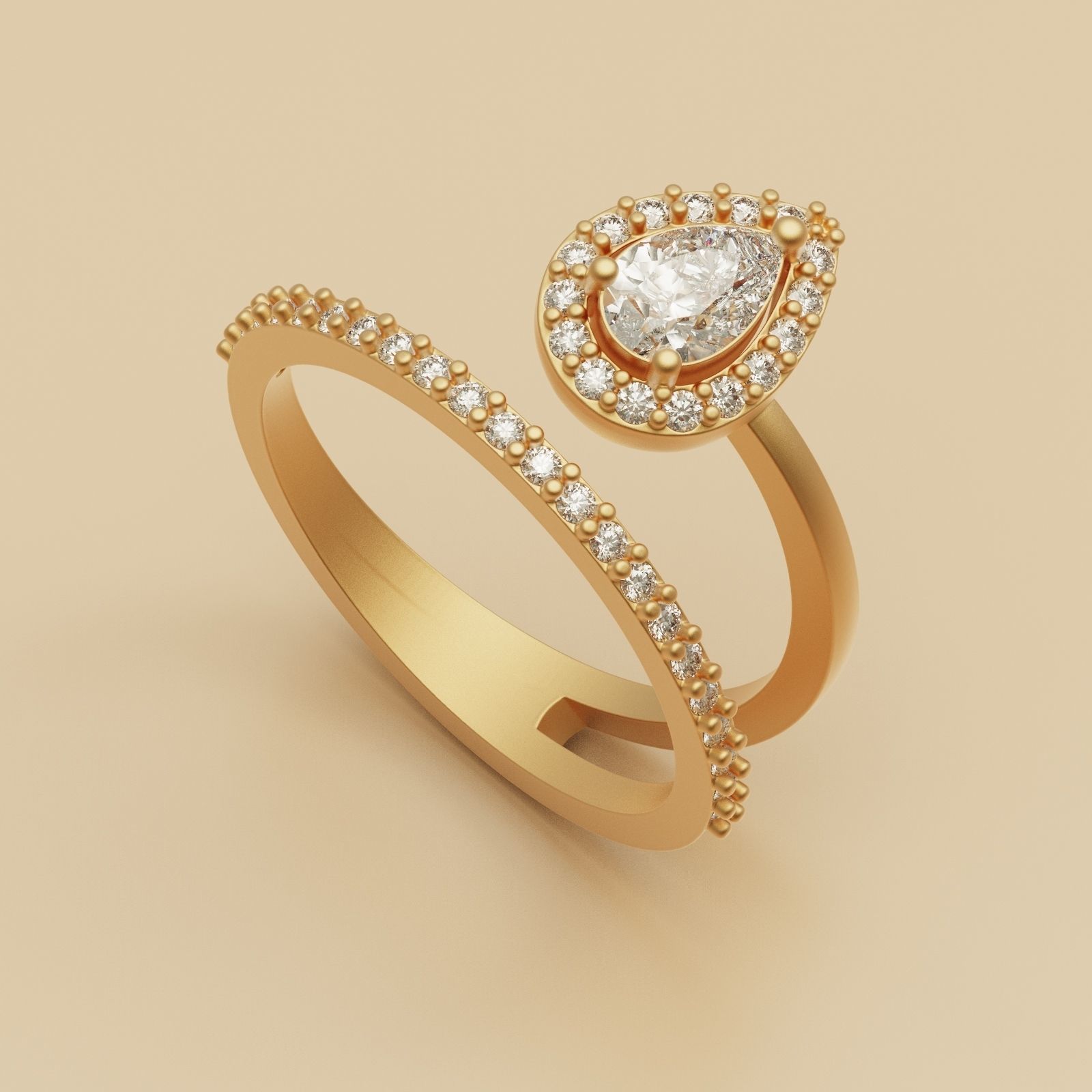 Diamond Ring Marquise 3D print model_3
