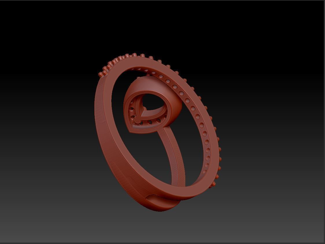 Diamond Ring Marquise 3D print model_11
