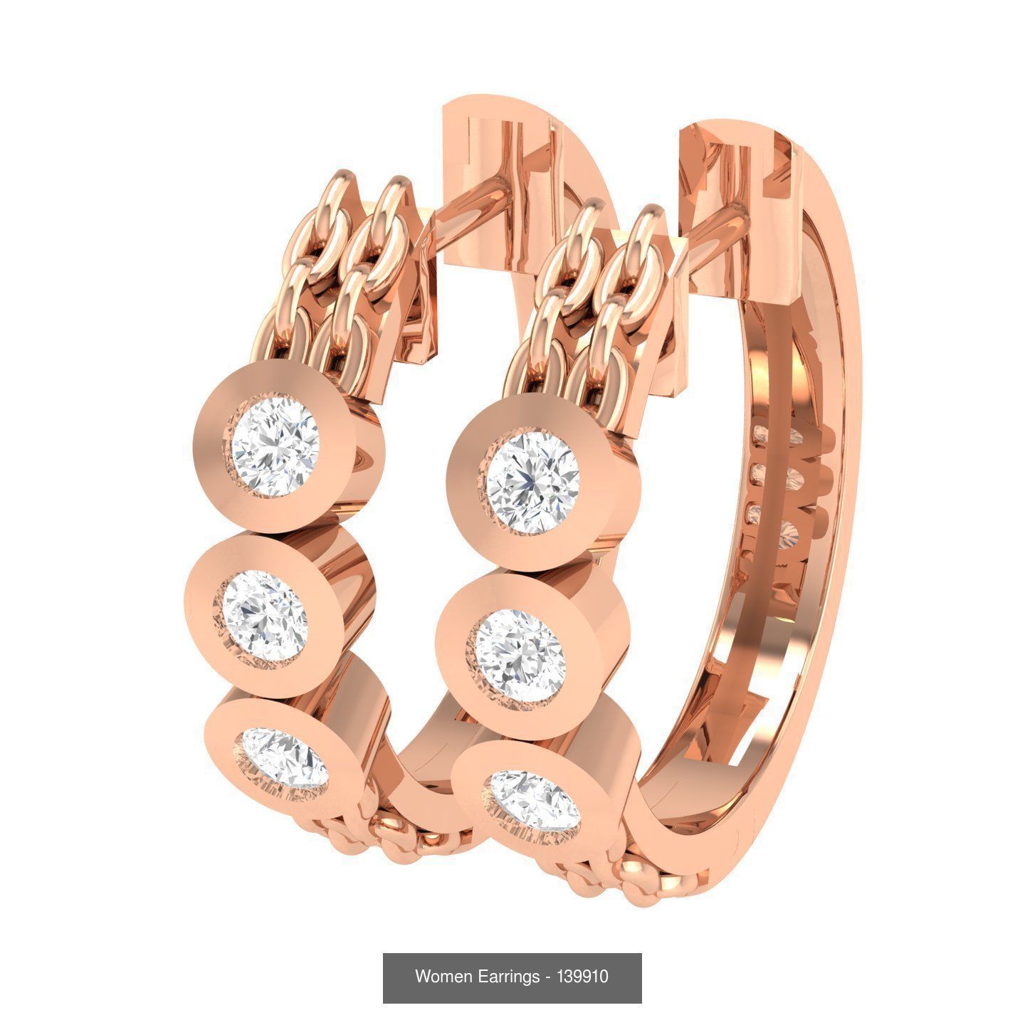127 Diamond Hoops Earrings  3D Model Collection_78