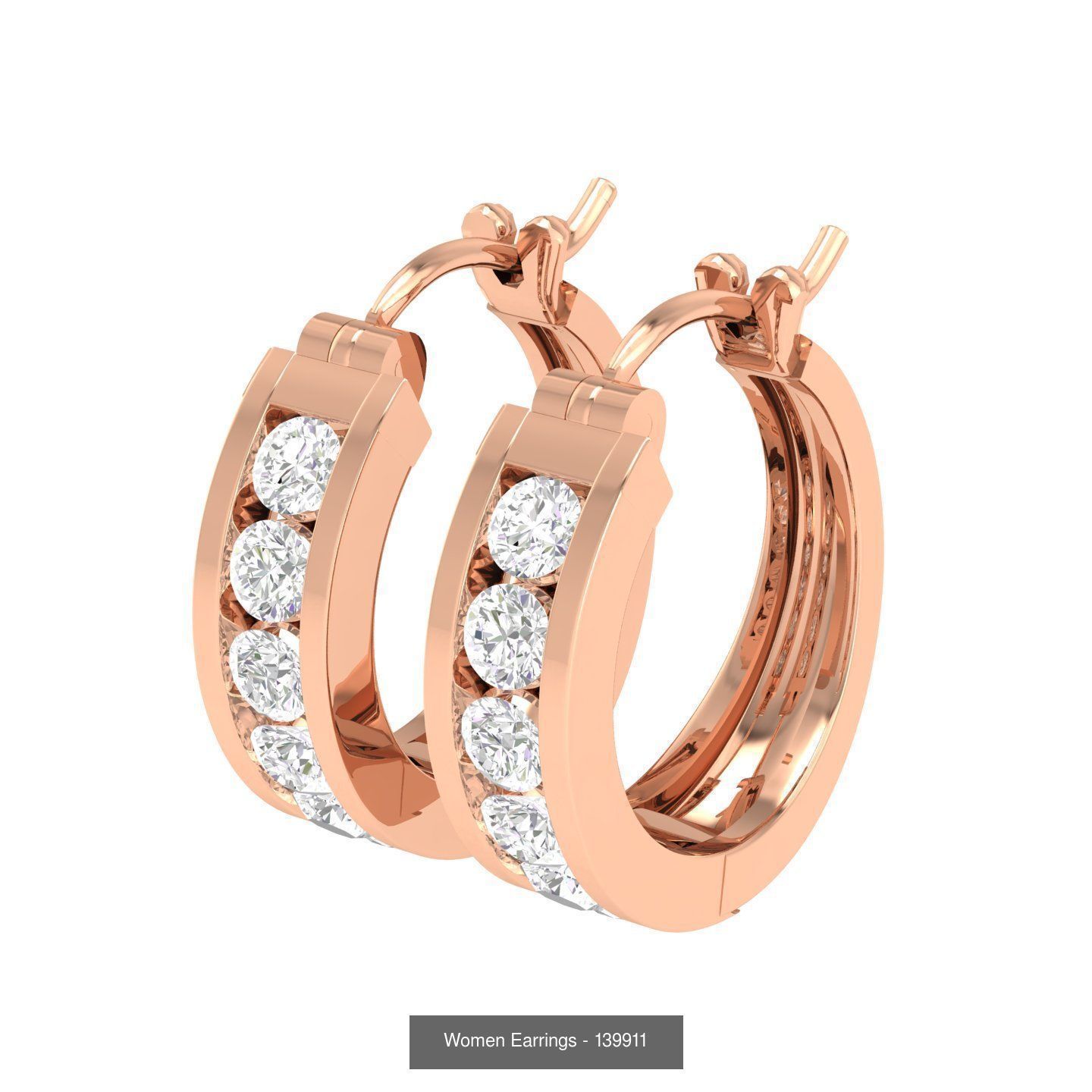 127 Diamond Hoops Earrings  3D Model Collection_77