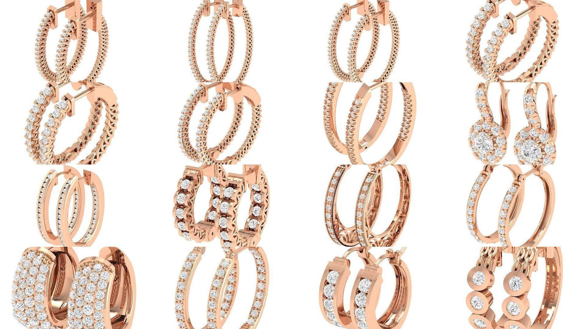 127 Diamond Hoops Earrings  3D Model Collection_5