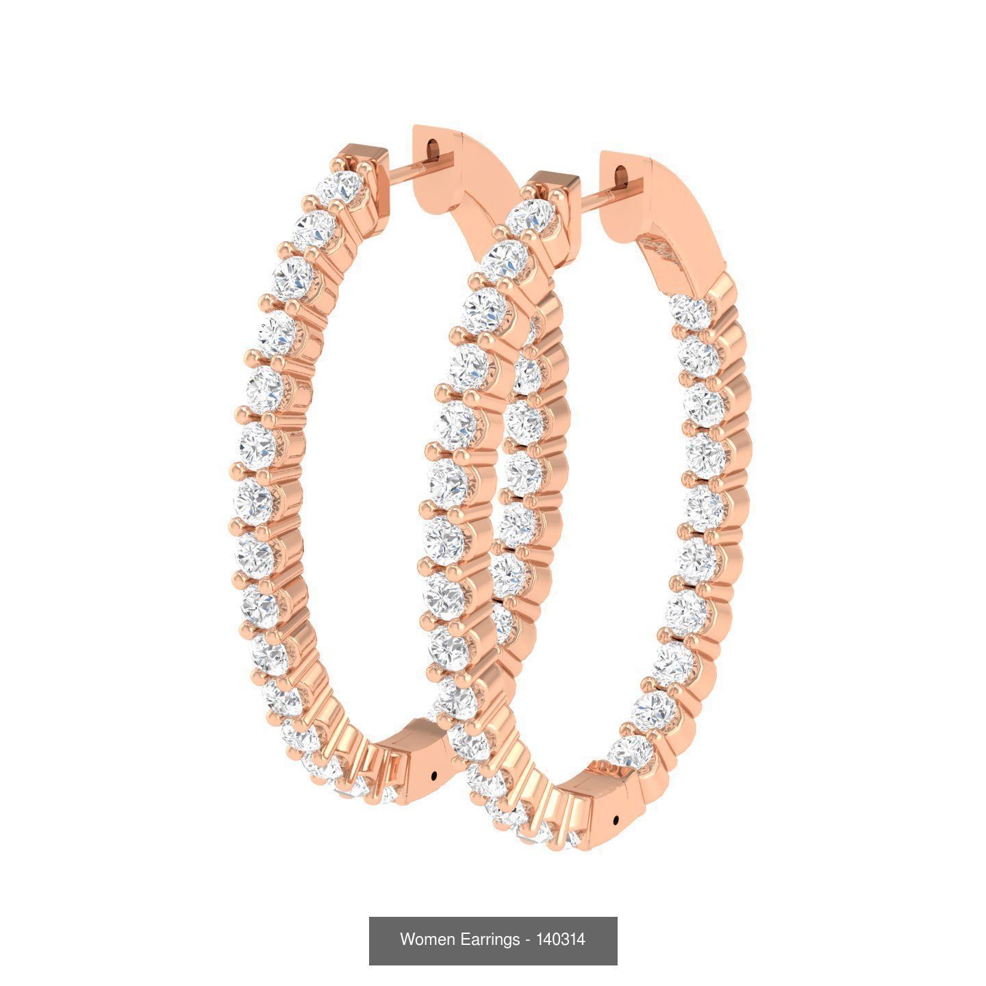 127 Diamond Hoops Earrings  3D Model Collection_45