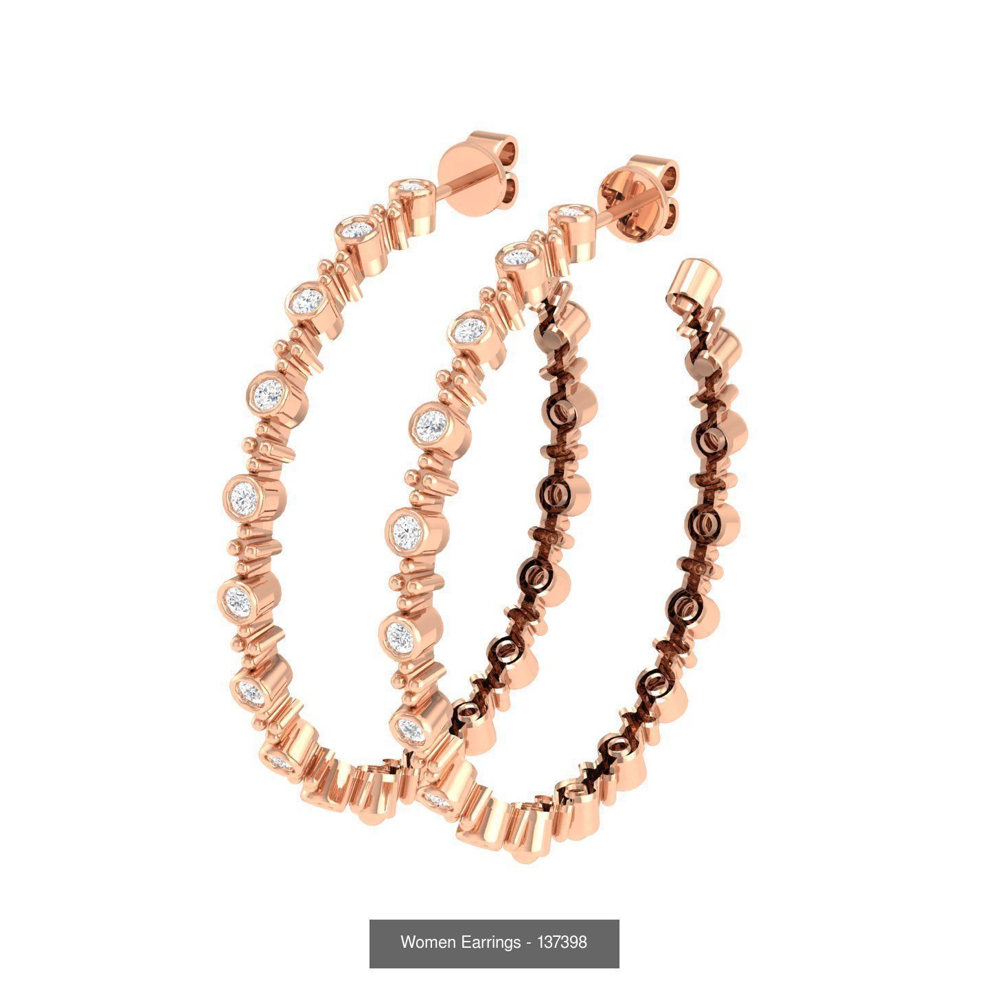 127 Diamond Hoops Earrings  3D Model Collection_97
