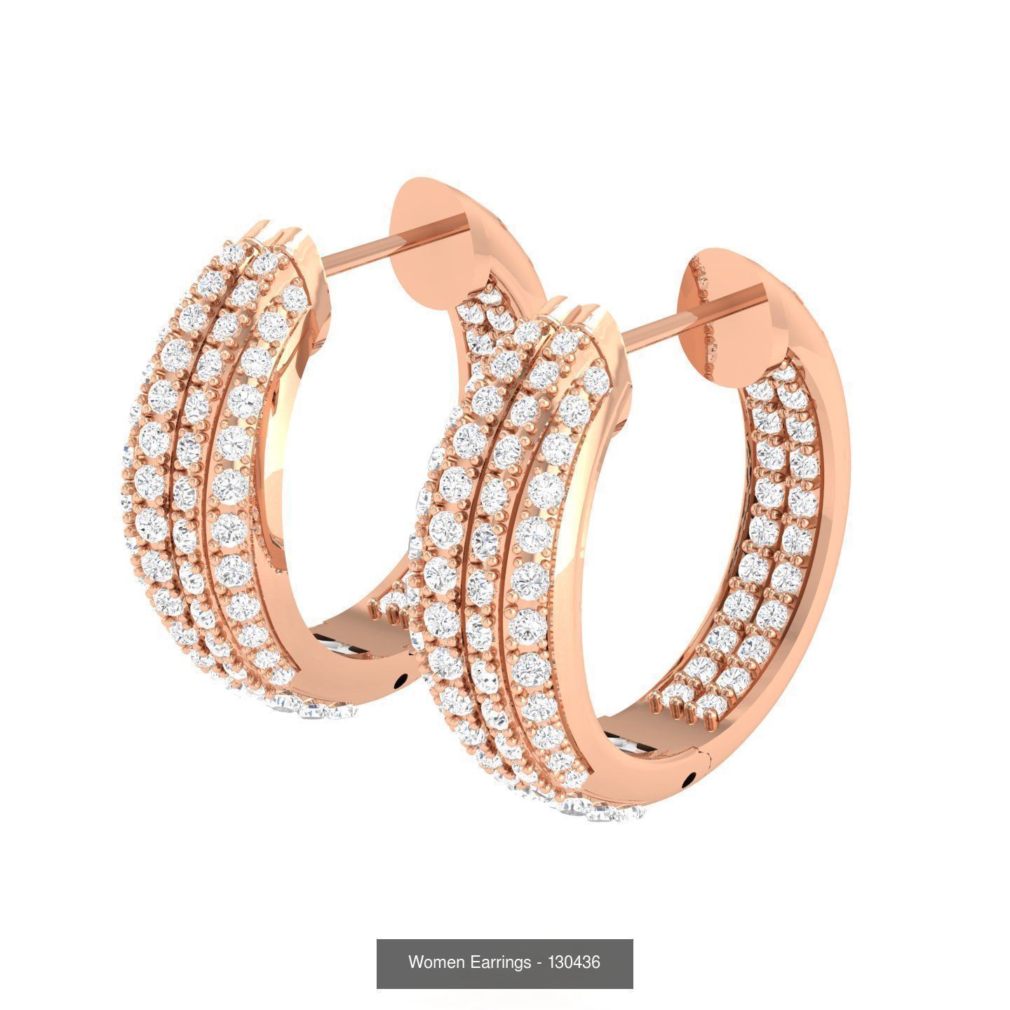 127 Diamond Hoops Earrings  3D Model Collection_105