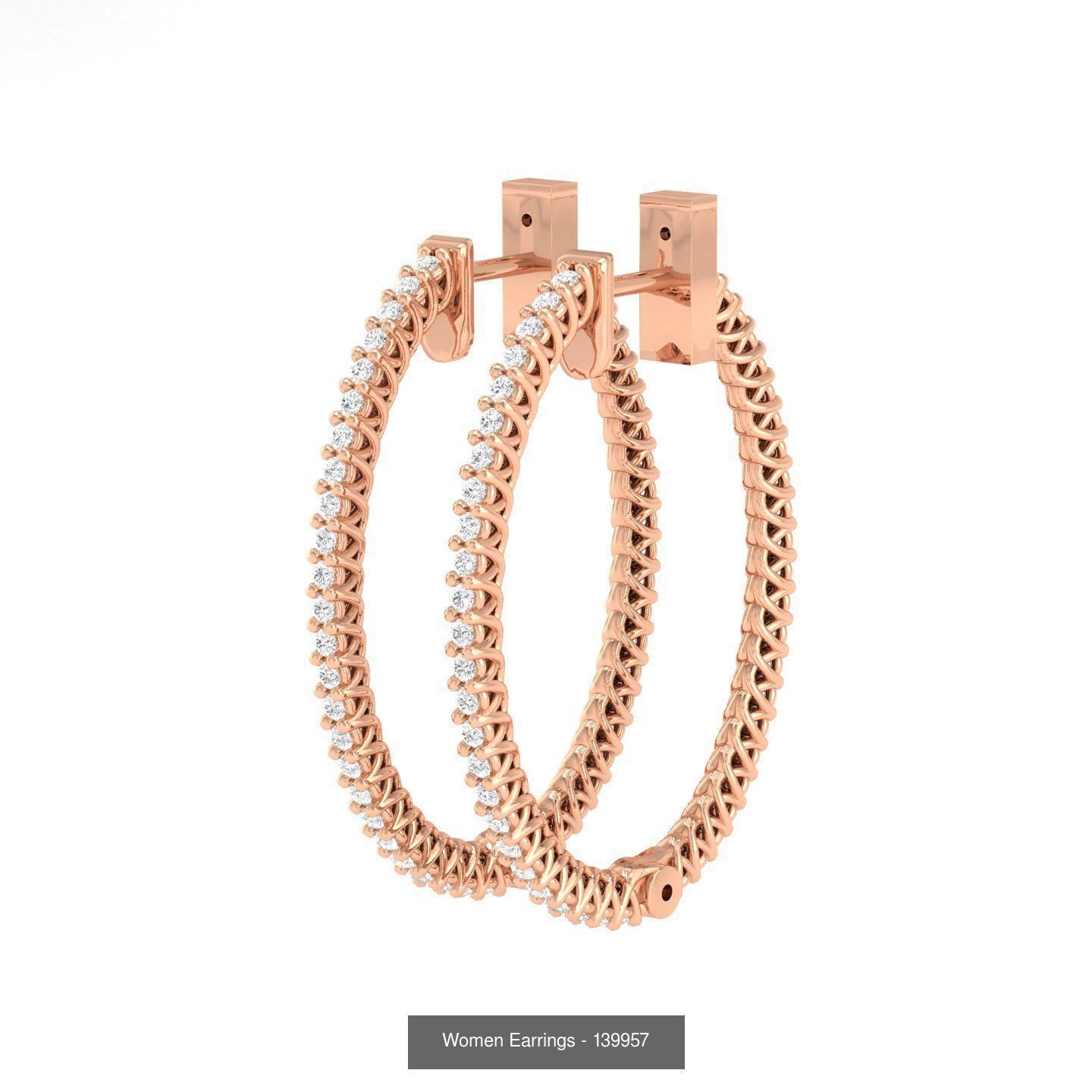 127 Diamond Hoops Earrings  3D Model Collection_64