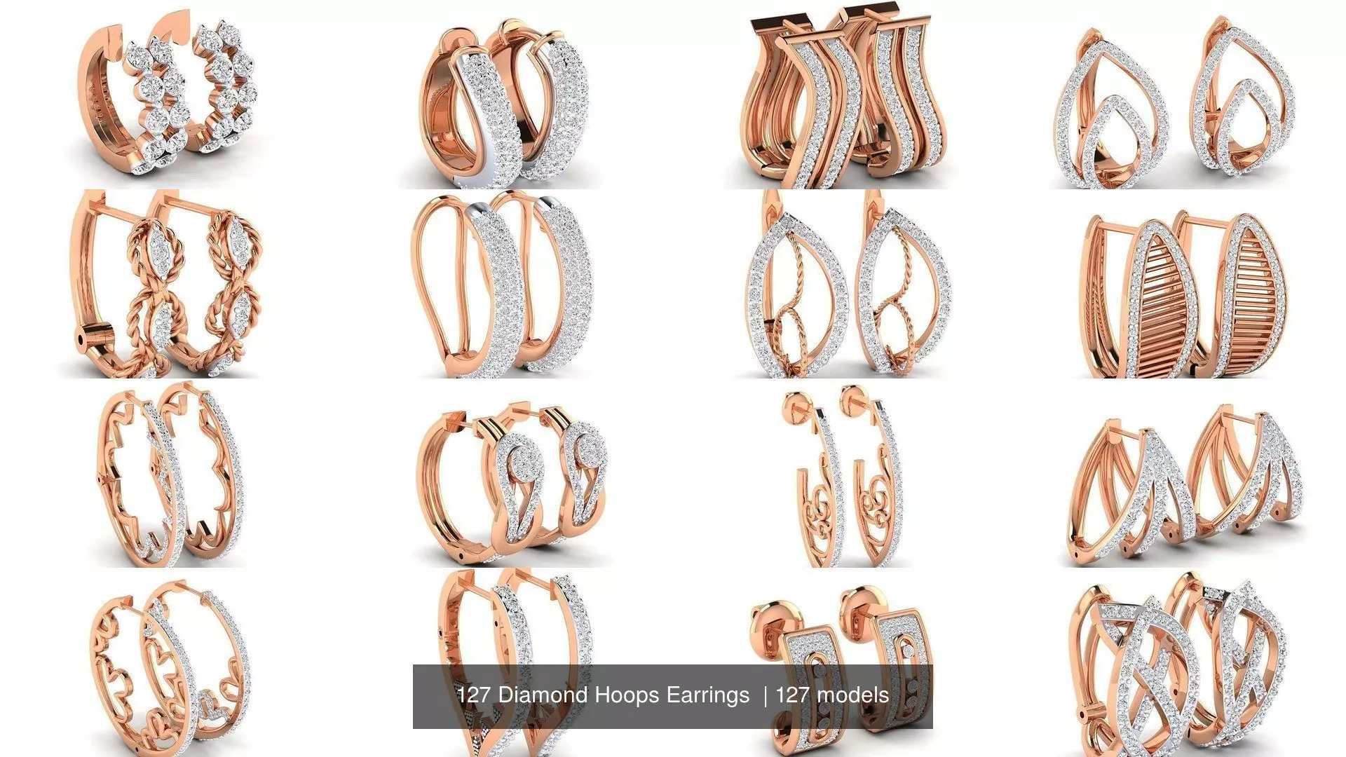 127 Diamond Hoops Earrings  3D Model Collection_0