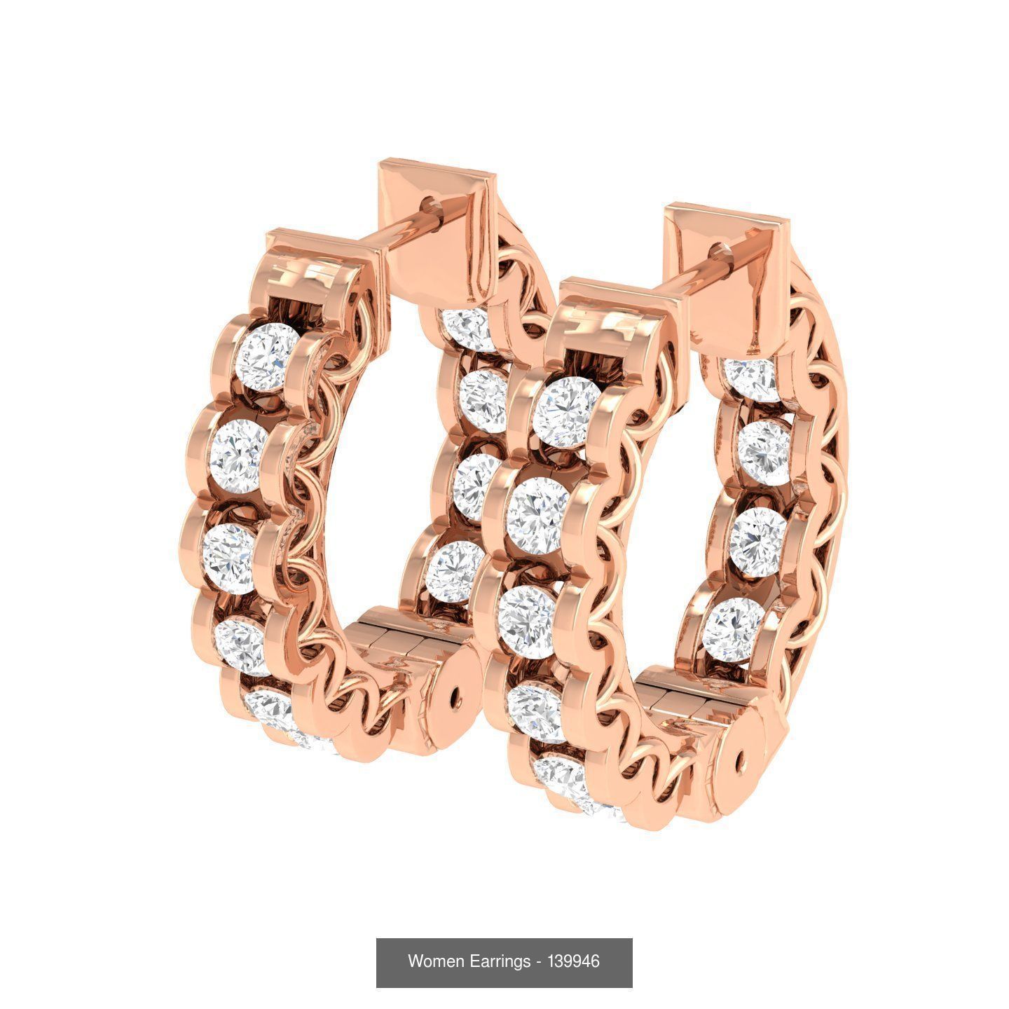 127 Diamond Hoops Earrings  3D Model Collection_72