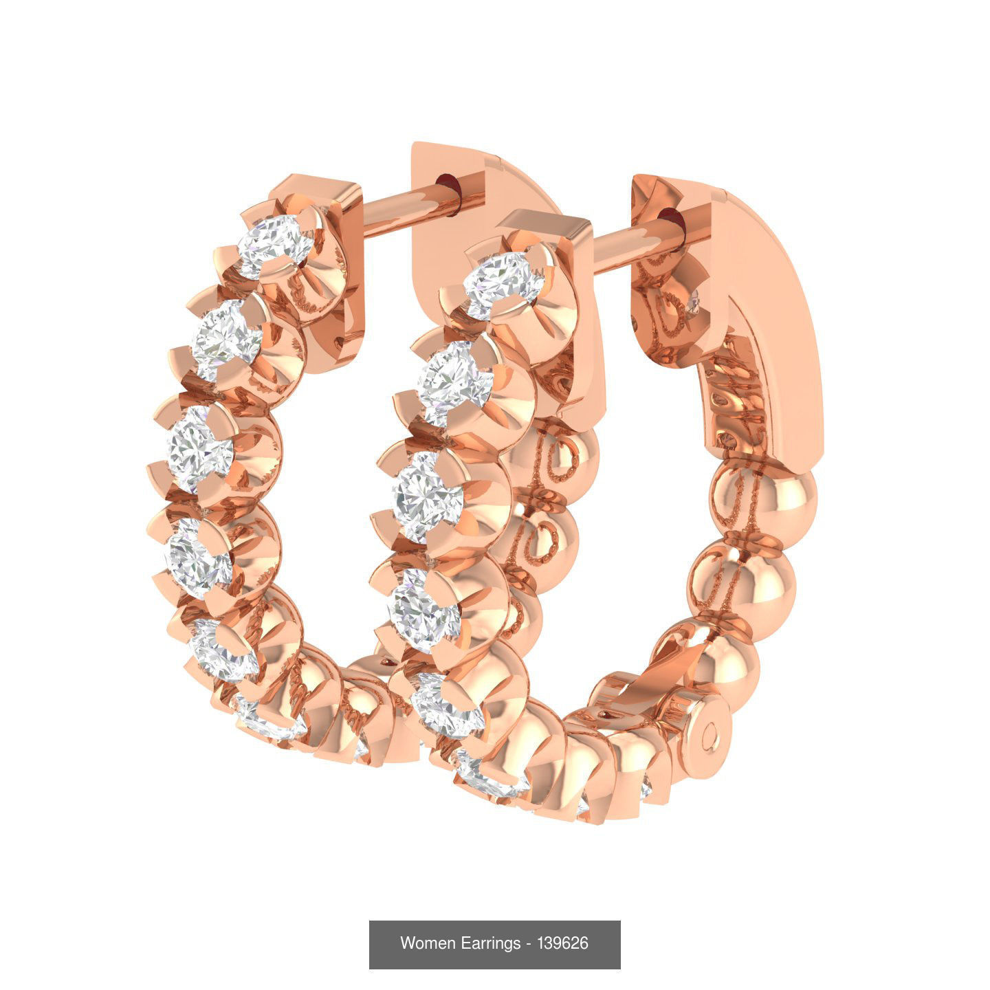 127 Diamond Hoops Earrings  3D Model Collection_87