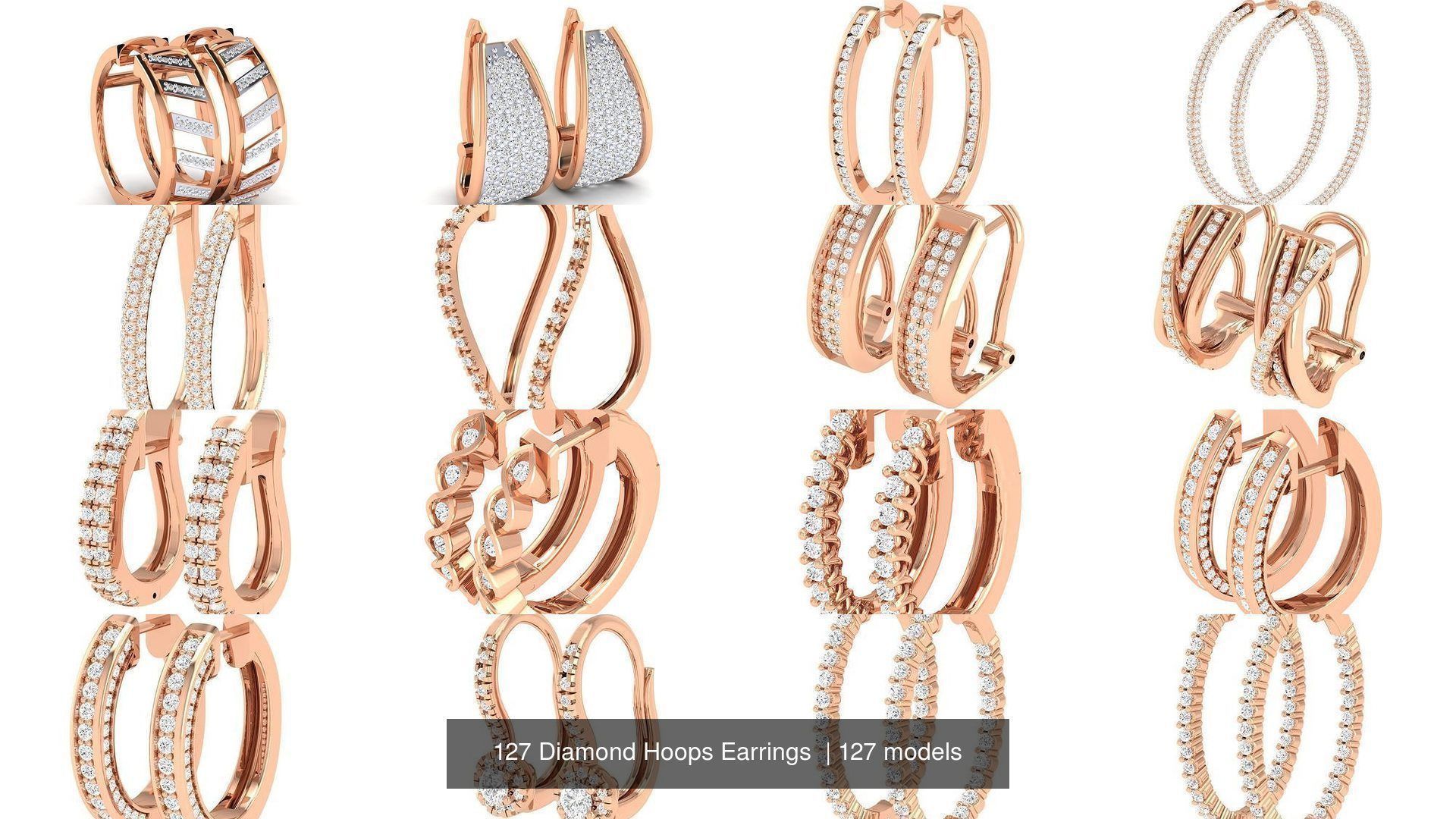 127 Diamond Hoops Earrings  3D Model Collection_2