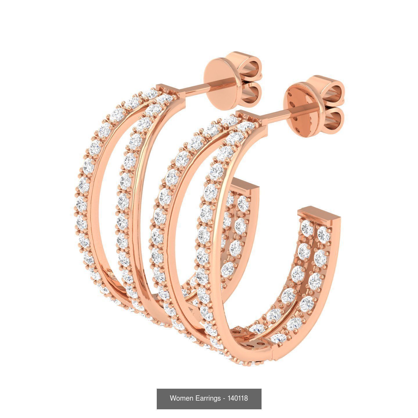 127 Diamond Hoops Earrings  3D Model Collection_60