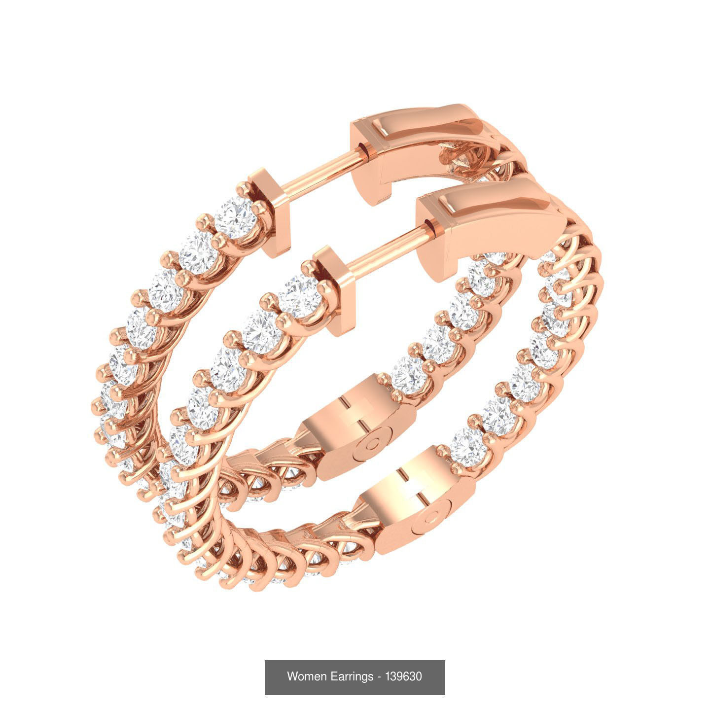 127 Diamond Hoops Earrings  3D Model Collection_83