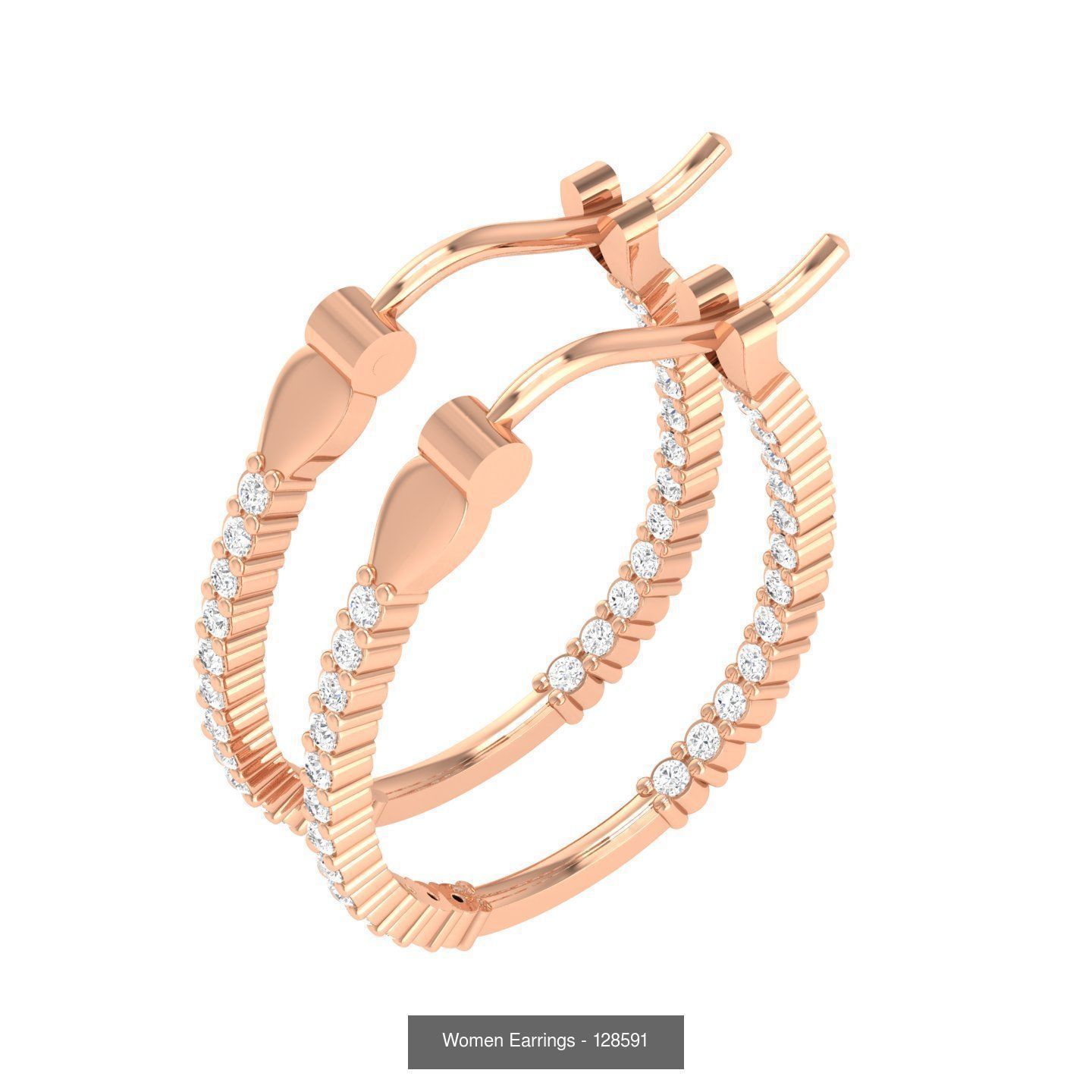 127 Diamond Hoops Earrings  3D Model Collection_126