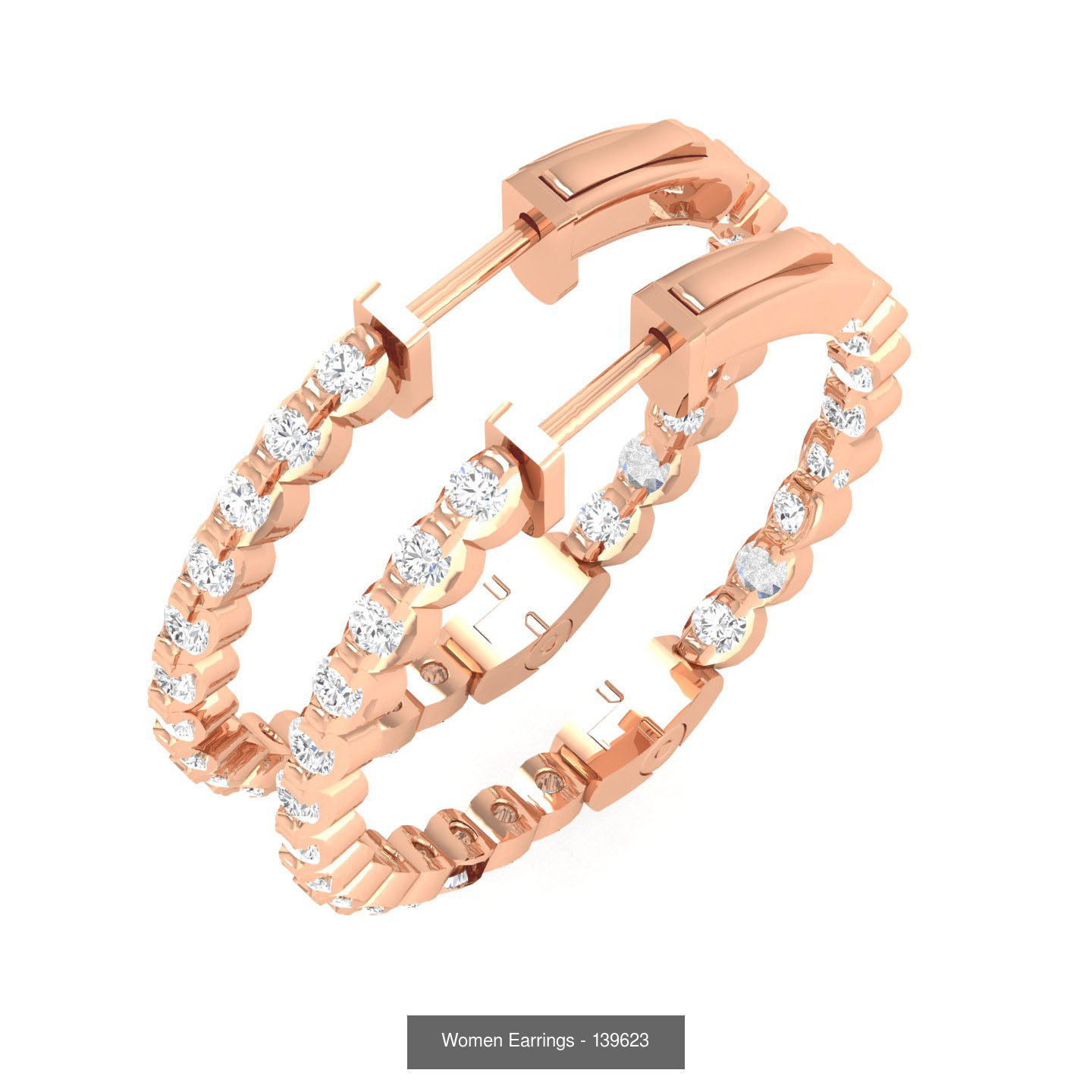 127 Diamond Hoops Earrings  3D Model Collection_90