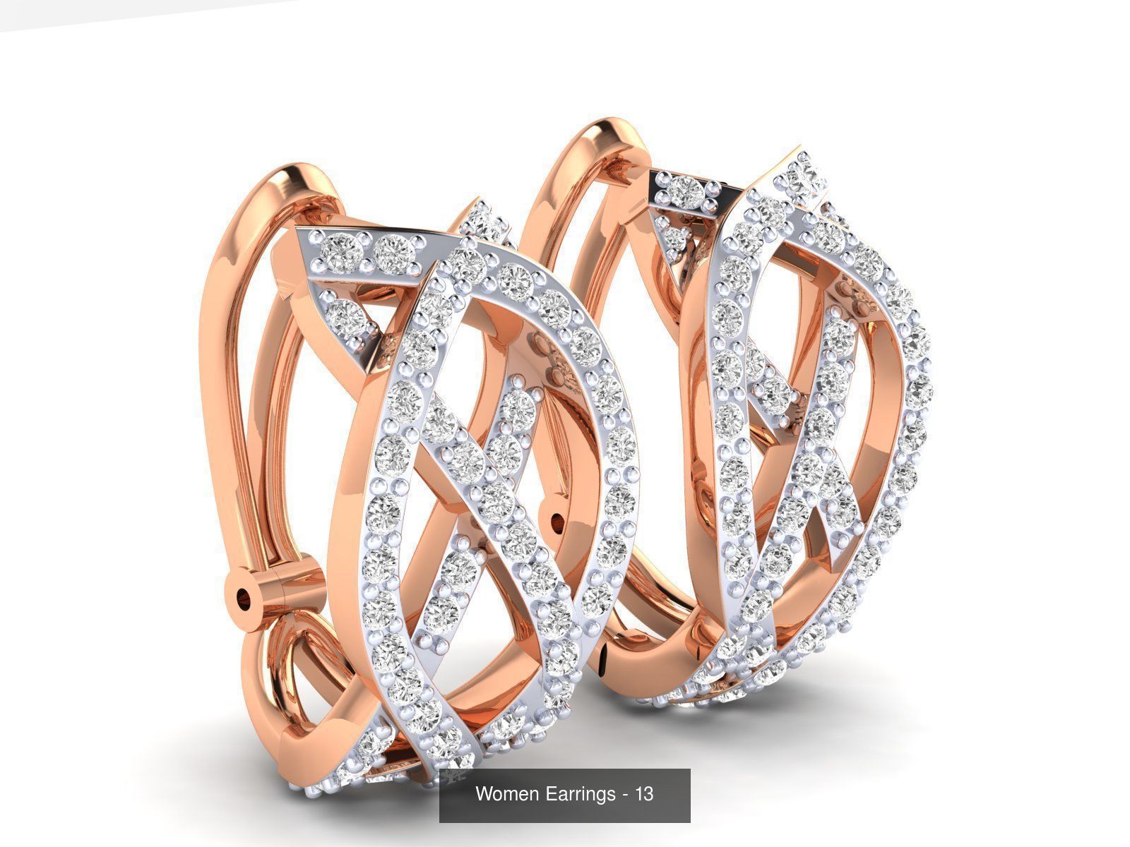 127 Diamond Hoops Earrings  3D Model Collection_30