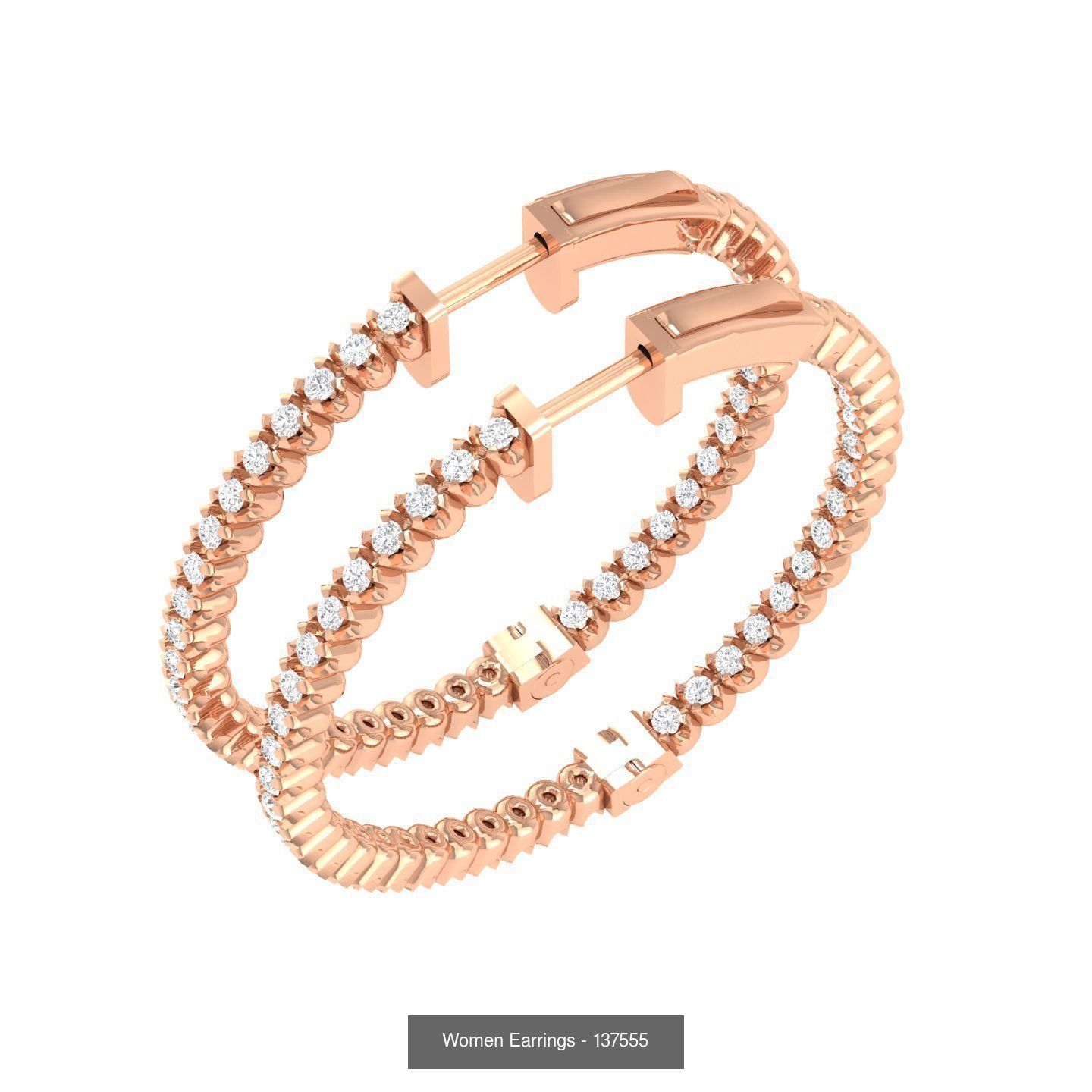 127 Diamond Hoops Earrings  3D Model Collection_93
