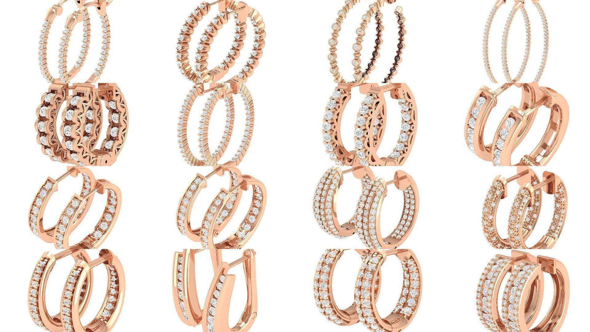 127 Diamond Hoops Earrings  3D Model Collection_9