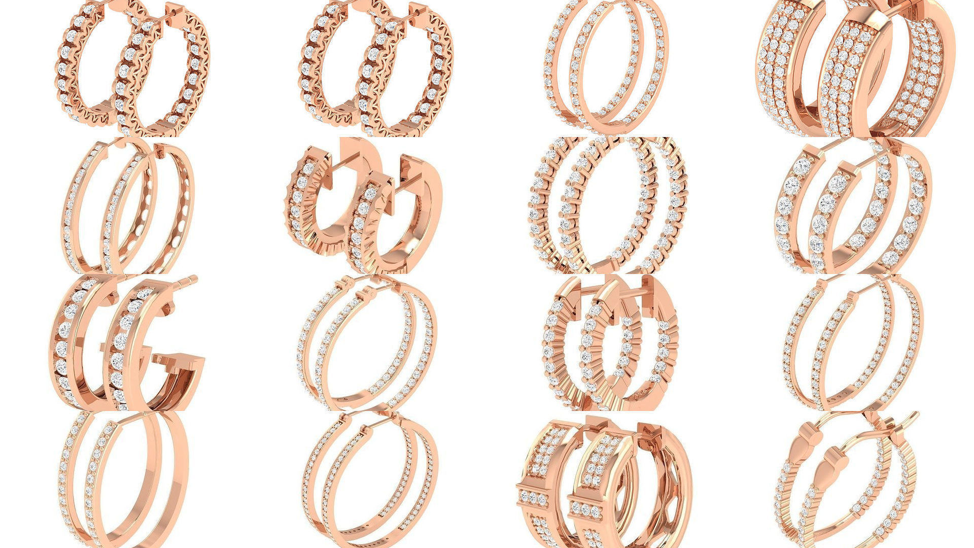 127 Diamond Hoops Earrings  3D Model Collection_11