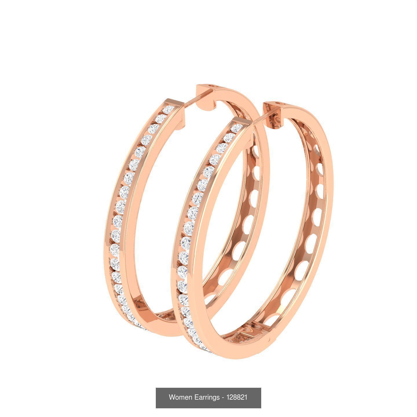 127 Diamond Hoops Earrings  3D Model Collection_115