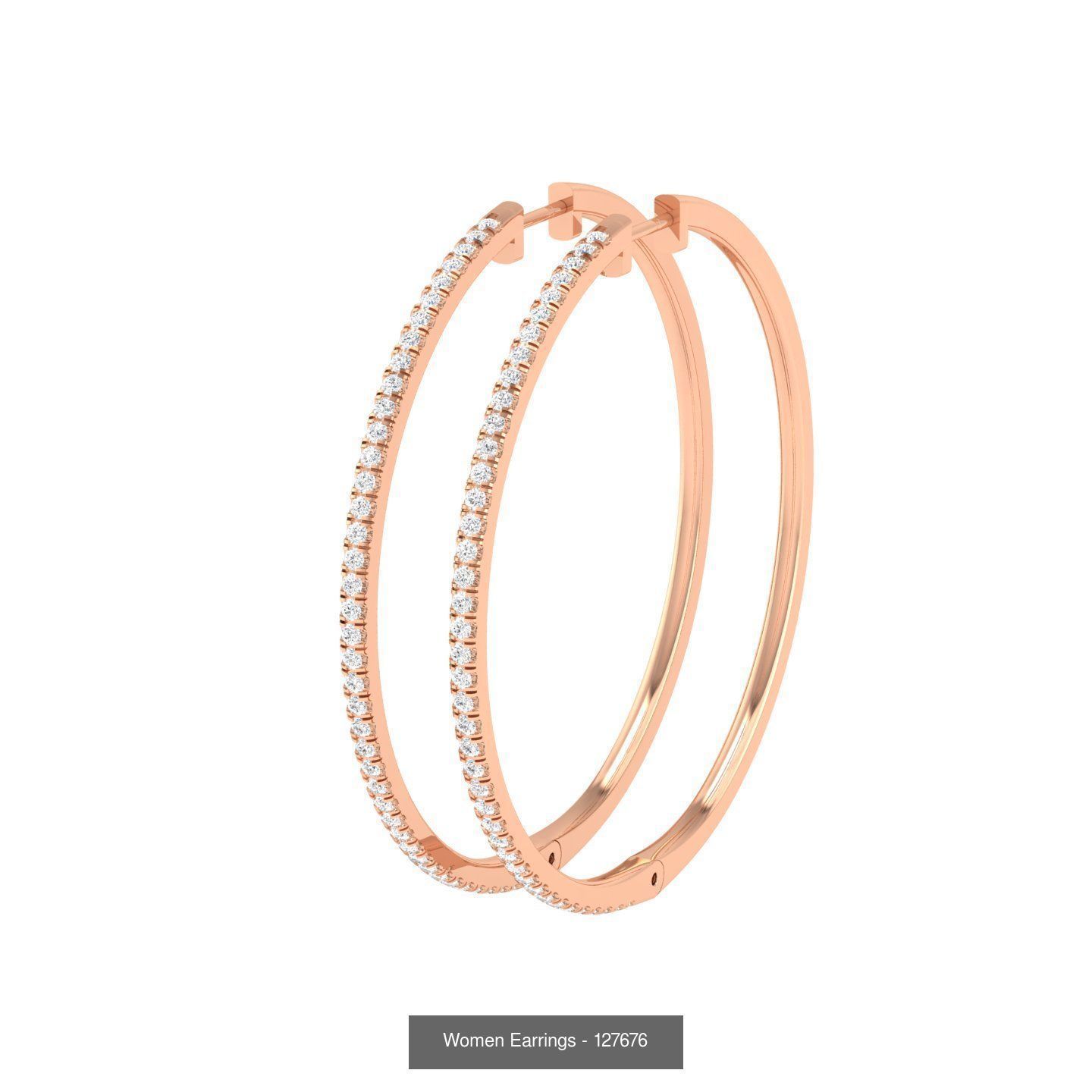127 Diamond Hoops Earrings  3D Model Collection_131