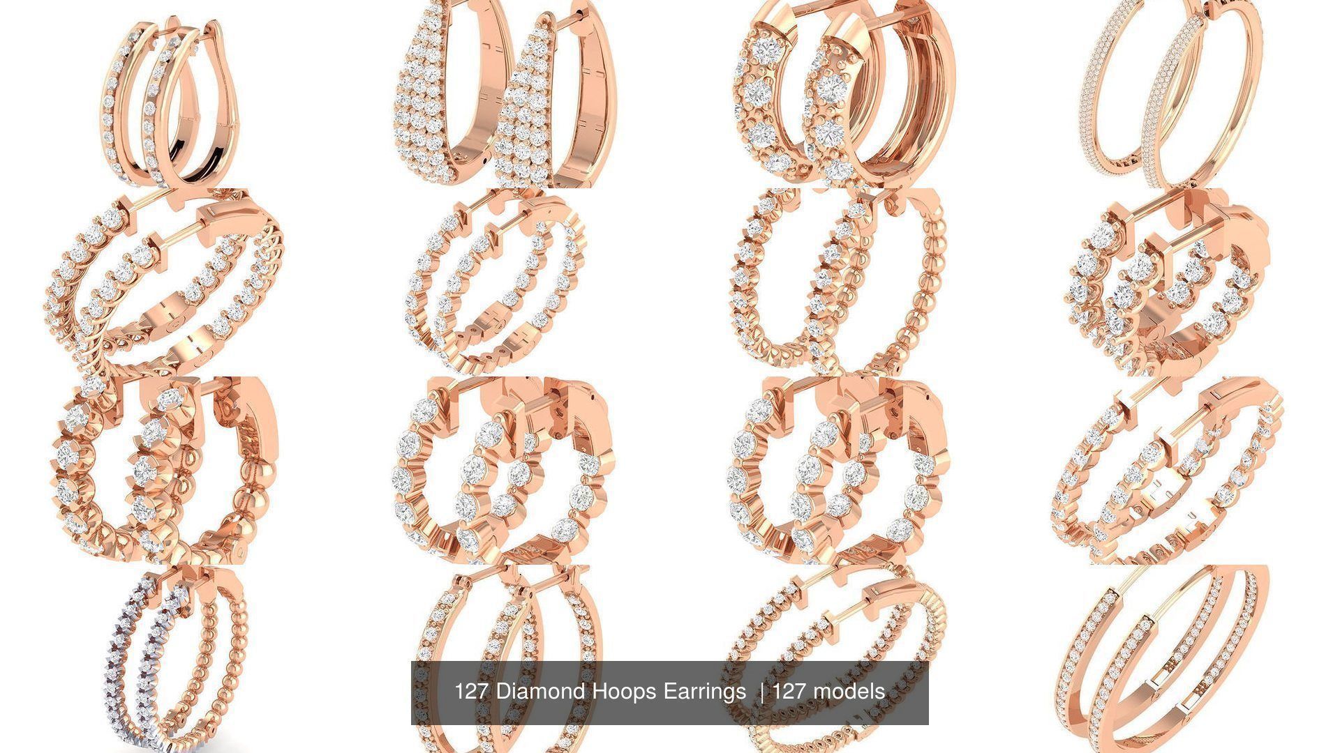 127 Diamond Hoops Earrings  3D Model Collection_8