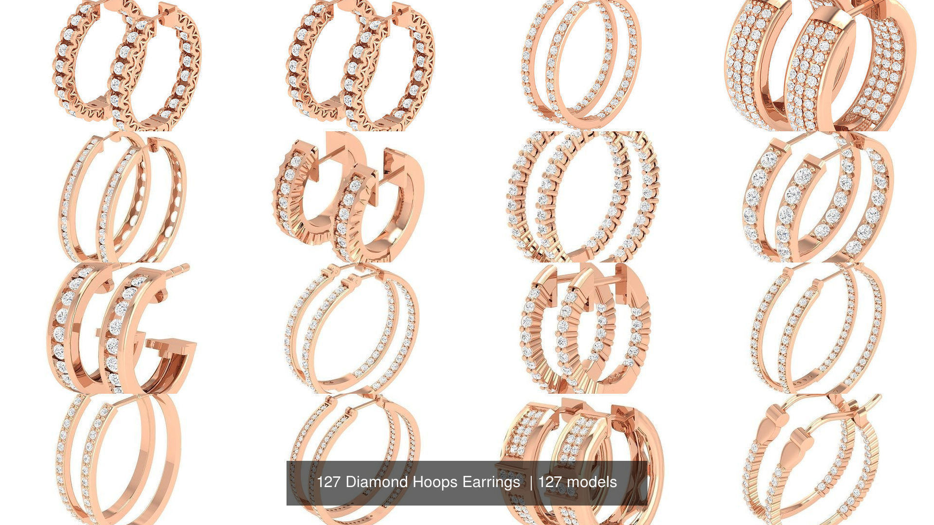 127 Diamond Hoops Earrings  3D Model Collection_12