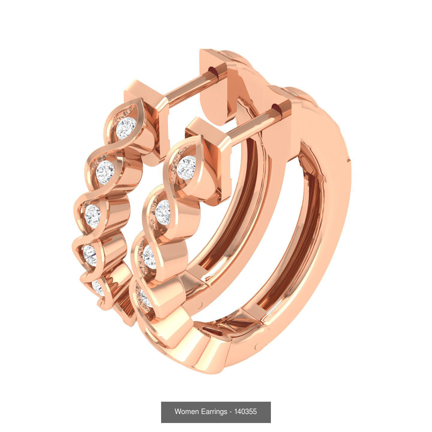 127 Diamond Hoops Earrings  3D Model Collection_40