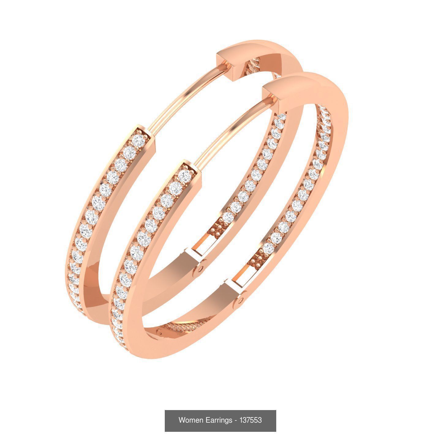127 Diamond Hoops Earrings  3D Model Collection_94