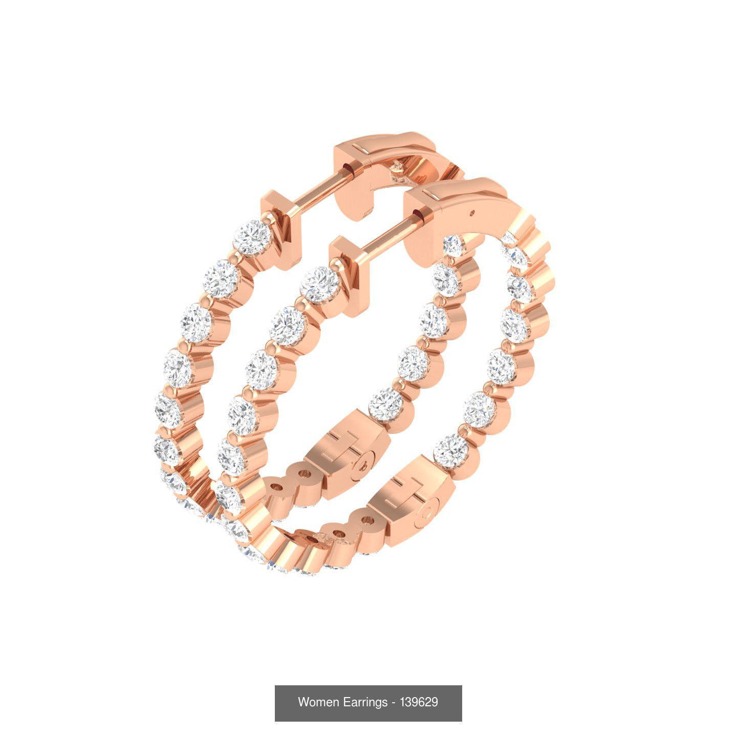 127 Diamond Hoops Earrings  3D Model Collection_84