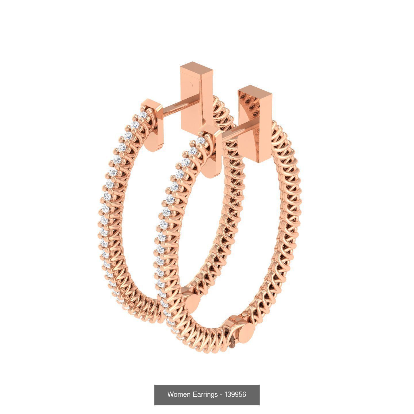 127 Diamond Hoops Earrings  3D Model Collection_65