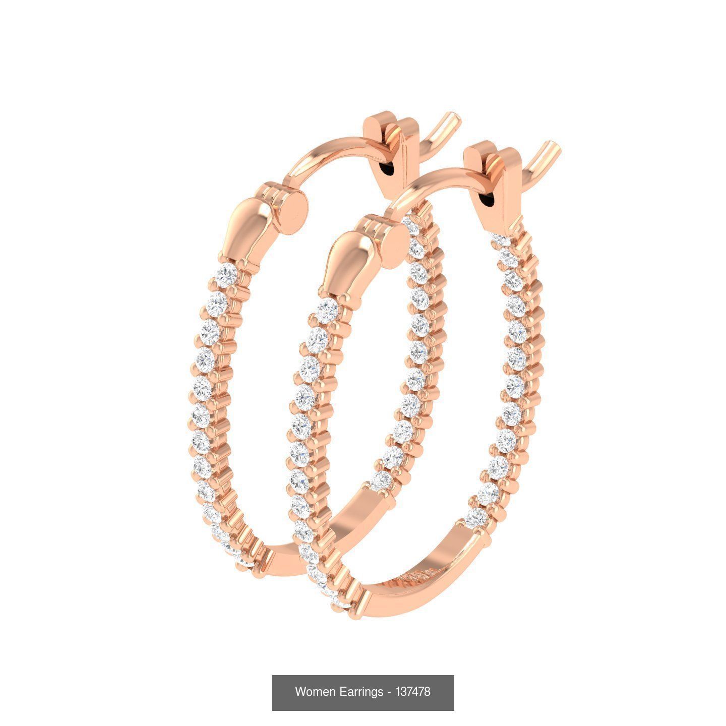127 Diamond Hoops Earrings  3D Model Collection_95