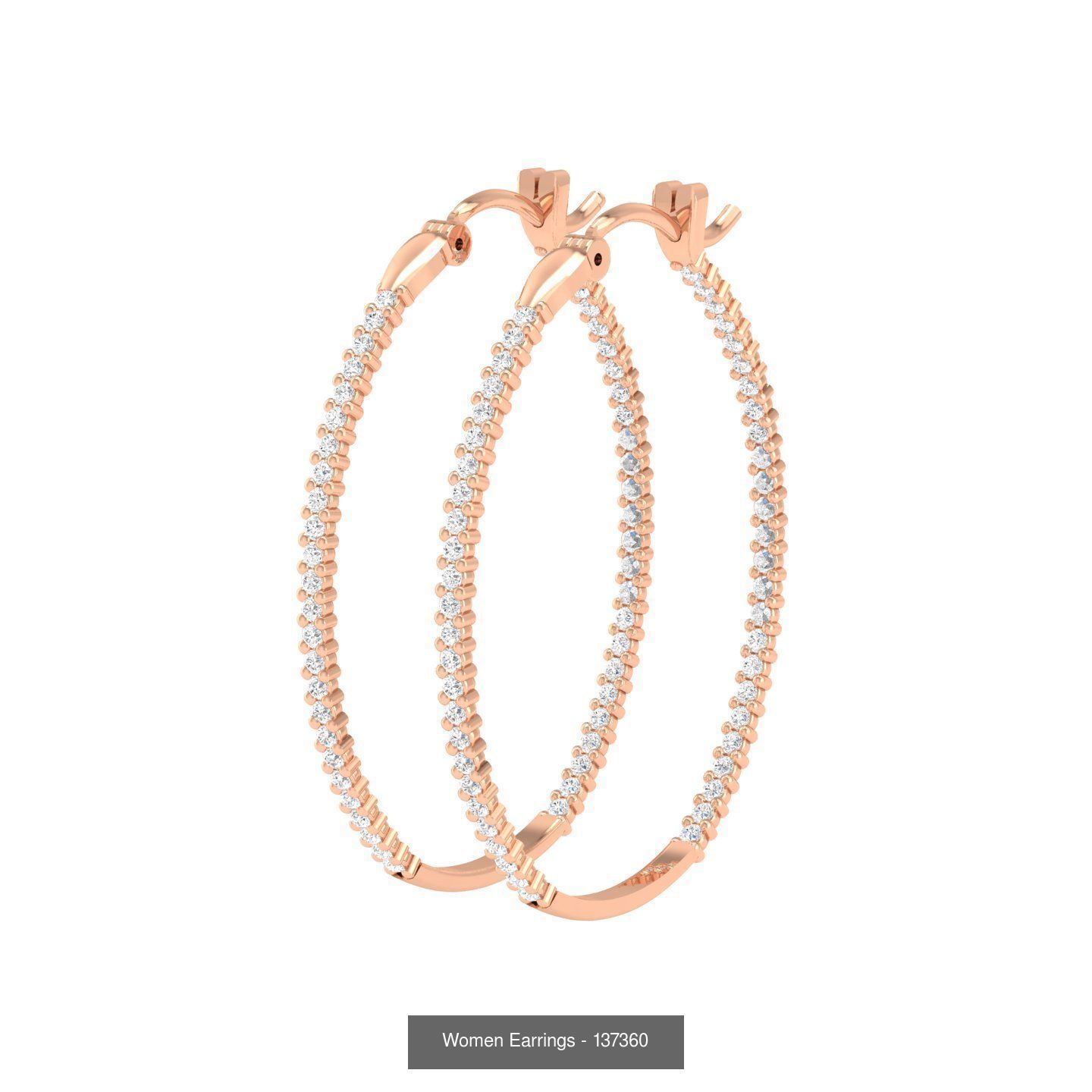 127 Diamond Hoops Earrings  3D Model Collection_98