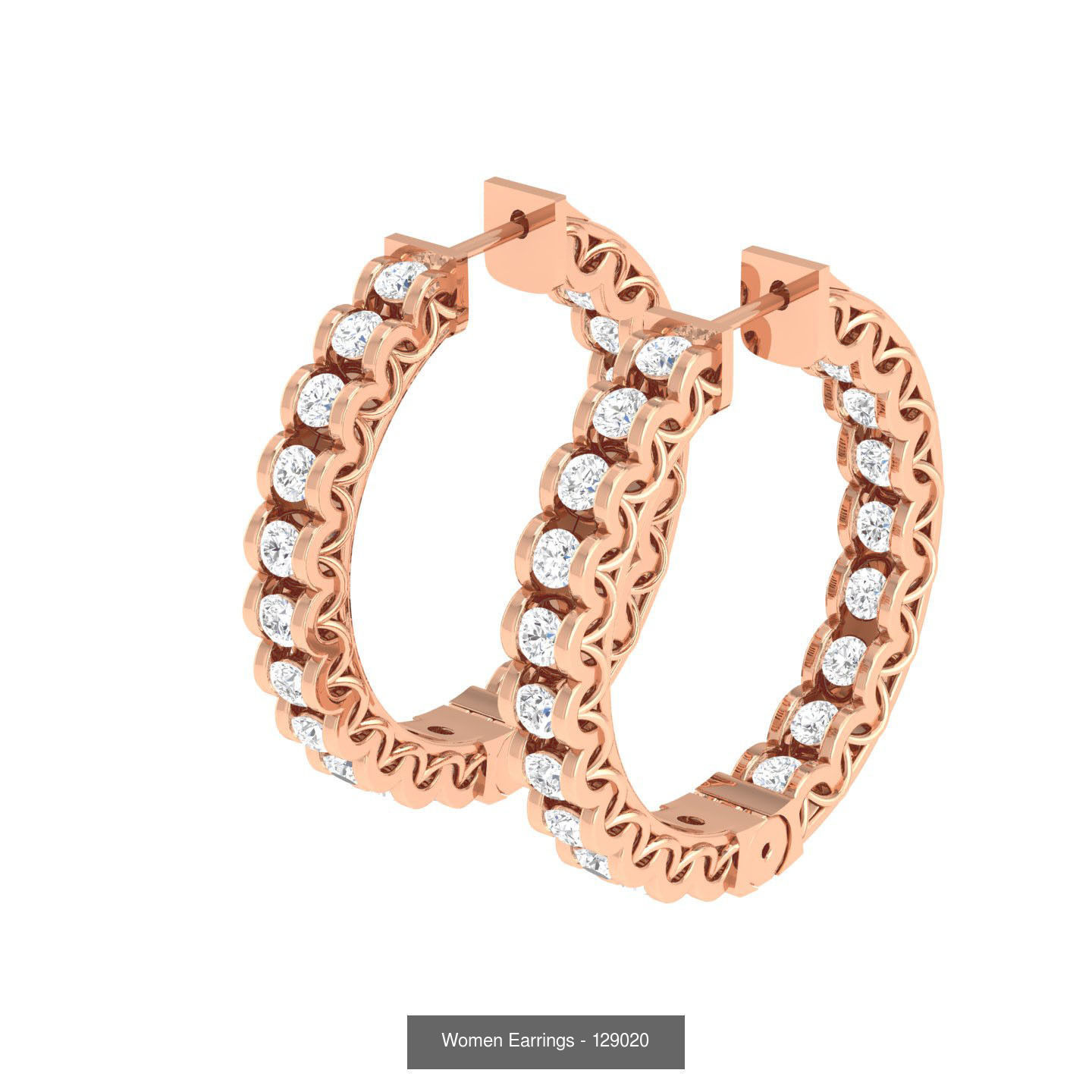 127 Diamond Hoops Earrings  3D Model Collection_111
