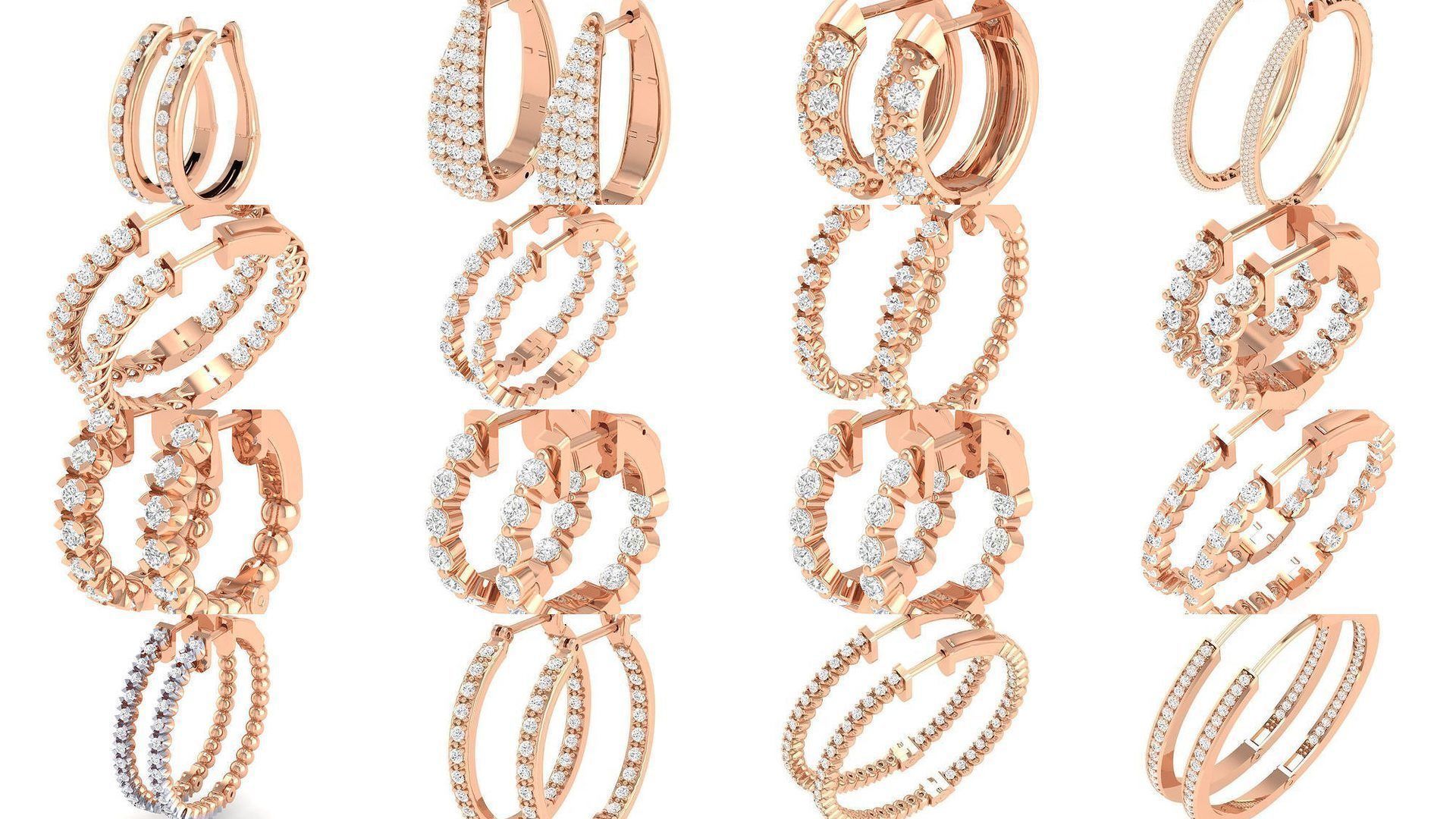 127 Diamond Hoops Earrings  3D Model Collection_7