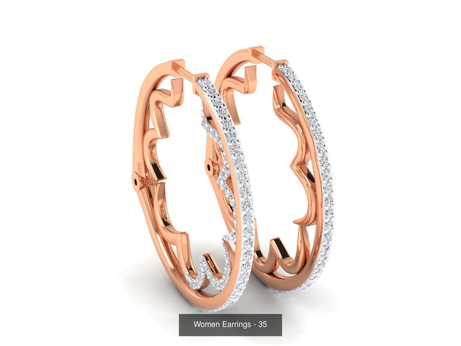127 Diamond Hoops Earrings  3D Model Collection_23