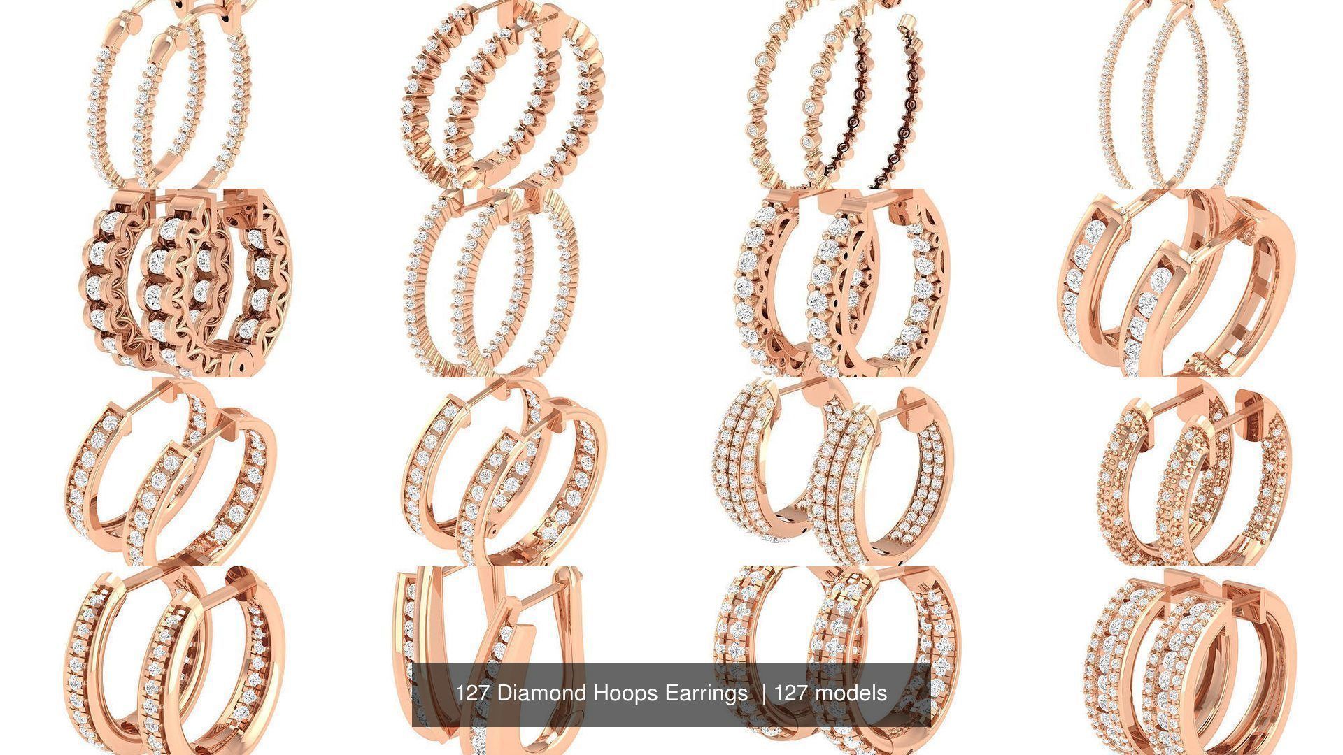 127 Diamond Hoops Earrings  3D Model Collection_10
