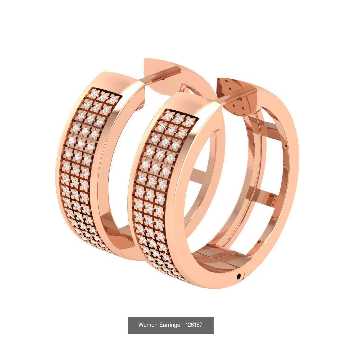 127 Diamond Hoops Earrings  3D Model Collection_137