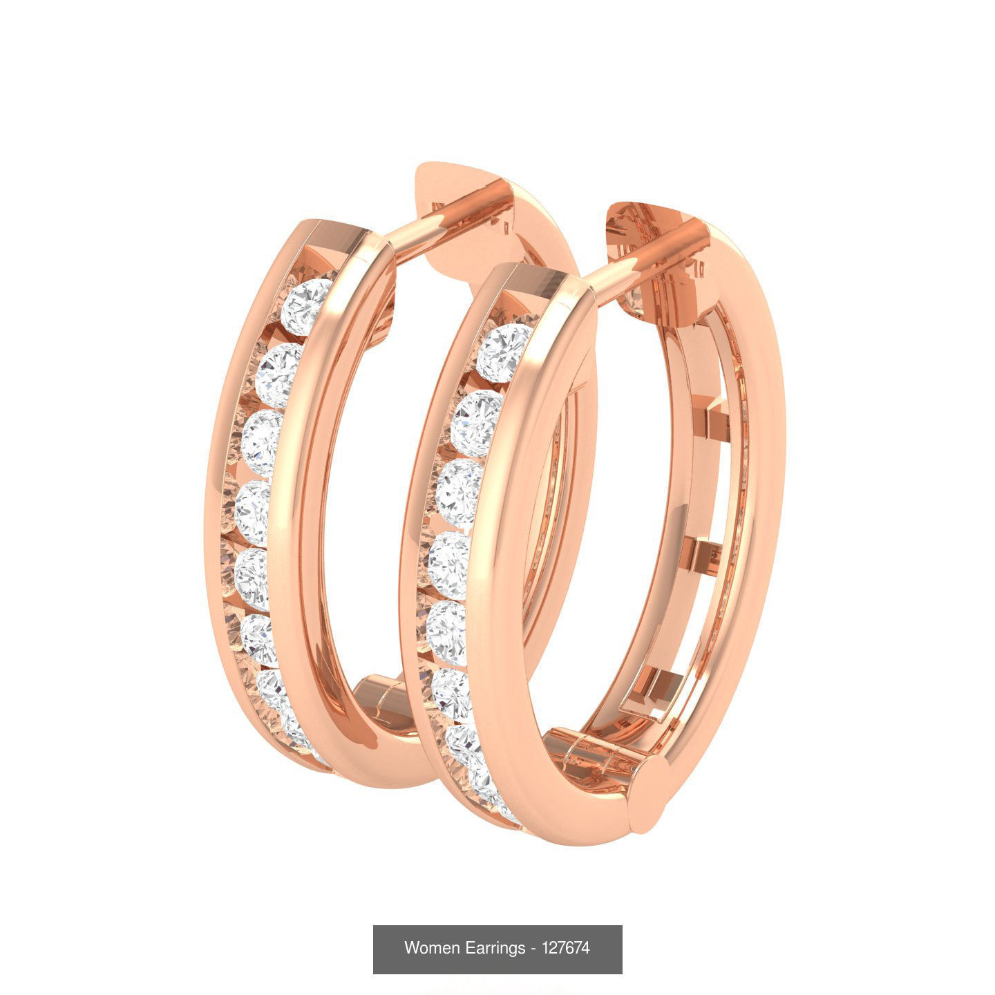 127 Diamond Hoops Earrings  3D Model Collection_132