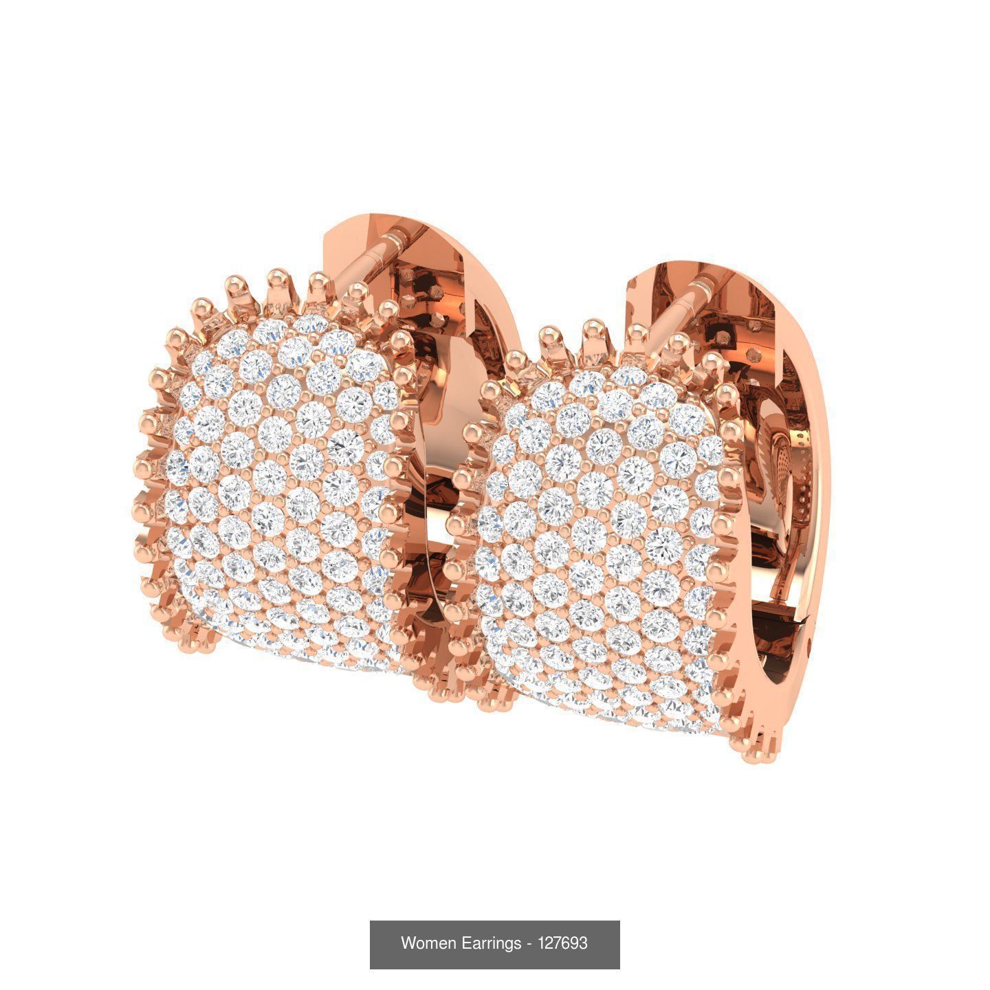 127 Diamond Hoops Earrings  3D Model Collection_127