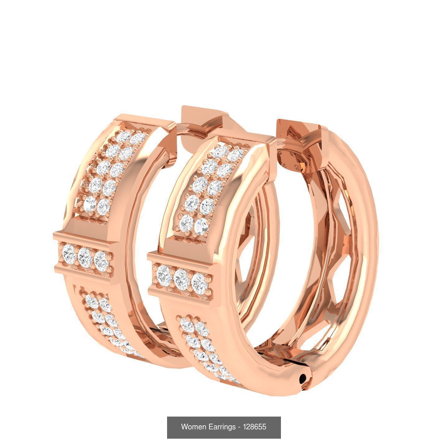 127 Diamond Hoops Earrings  3D Model Collection_125