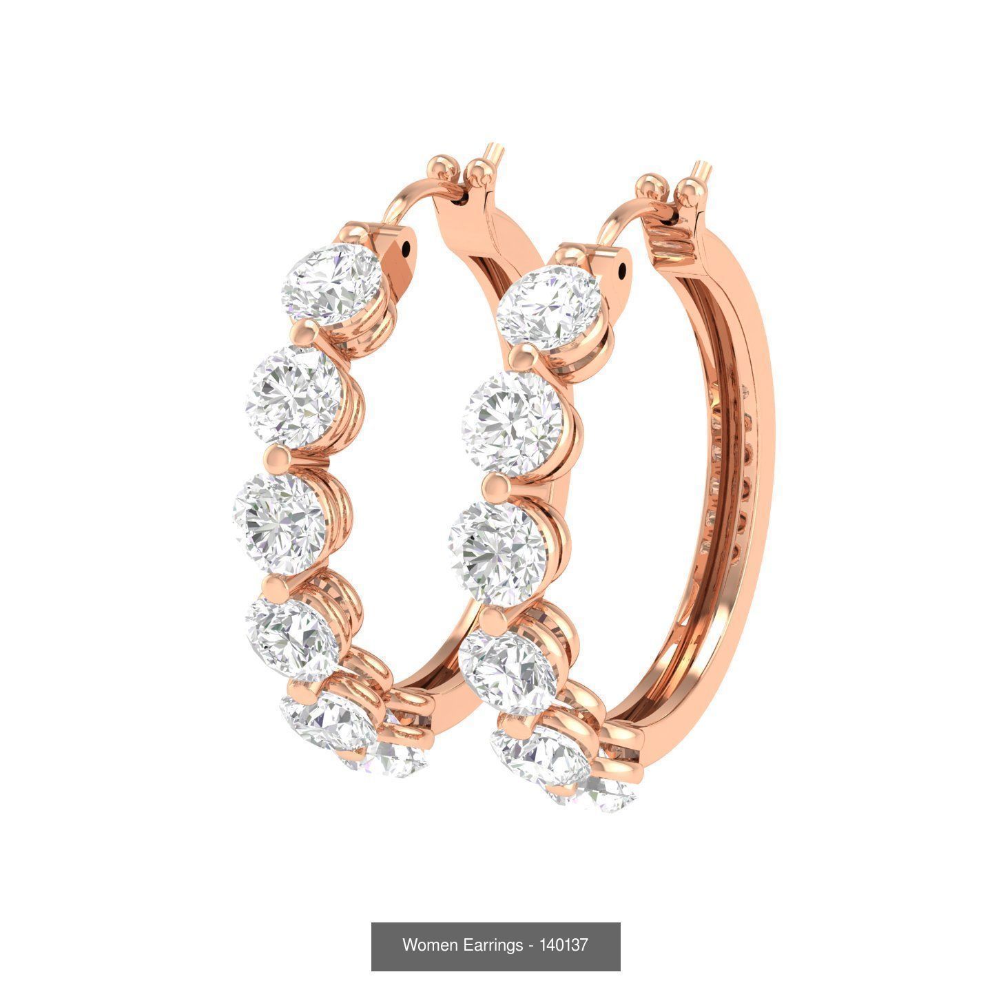 127 Diamond Hoops Earrings  3D Model Collection_57