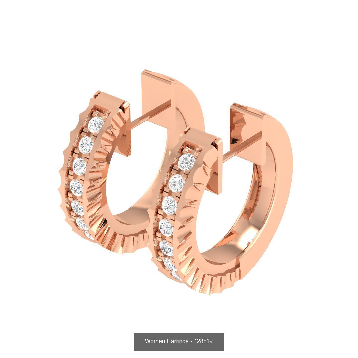 127 Diamond Hoops Earrings  3D Model Collection_116