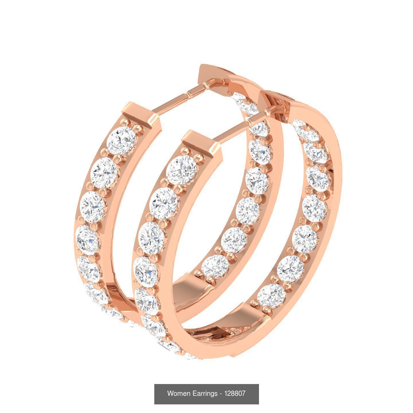 127 Diamond Hoops Earrings  3D Model Collection_118