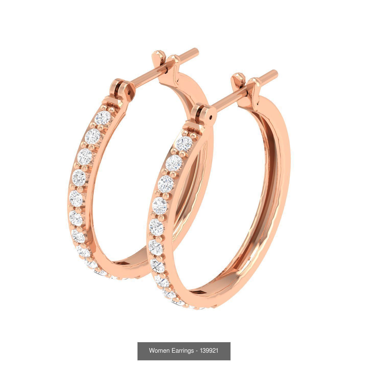 127 Diamond Hoops Earrings  3D Model Collection_74
