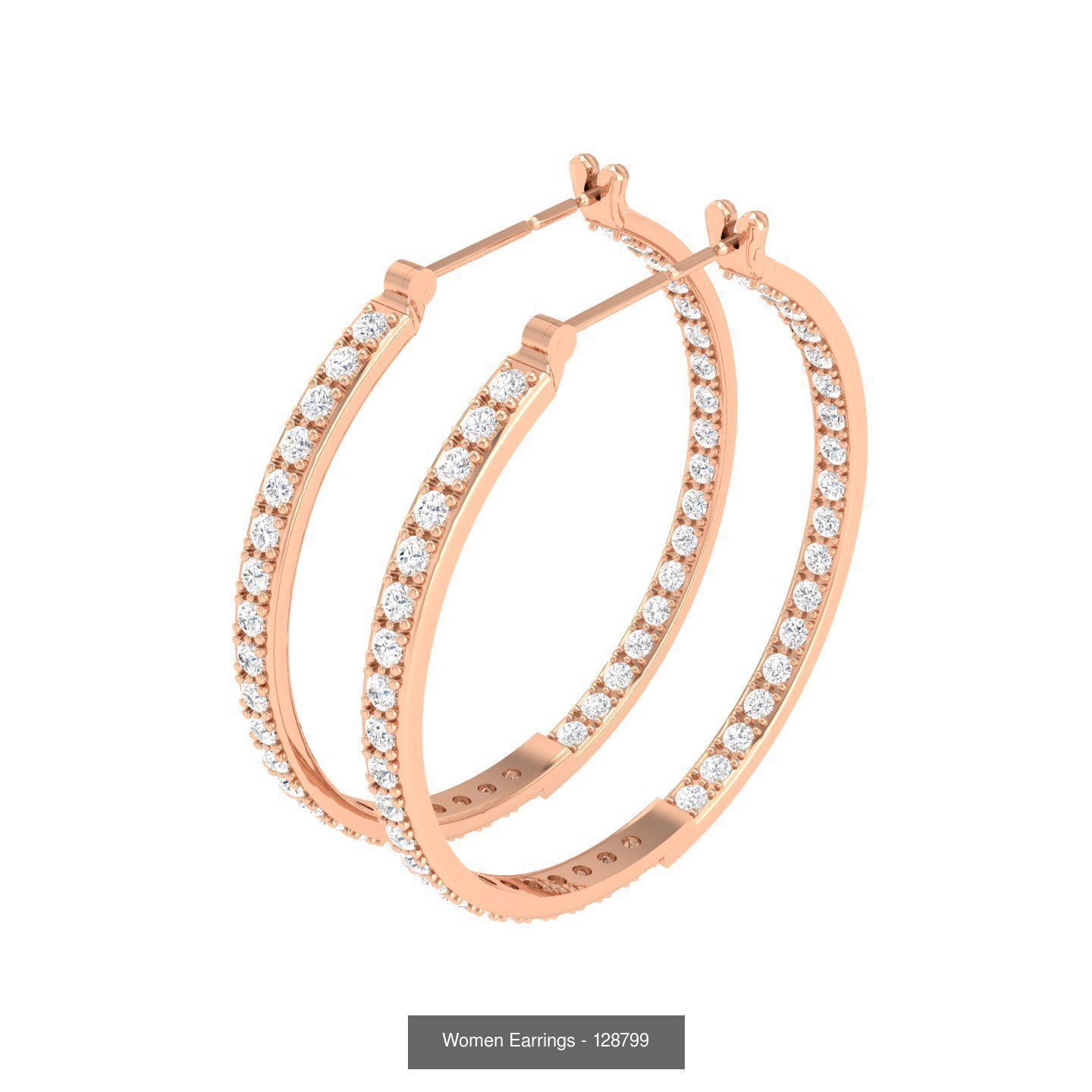 127 Diamond Hoops Earrings  3D Model Collection_122