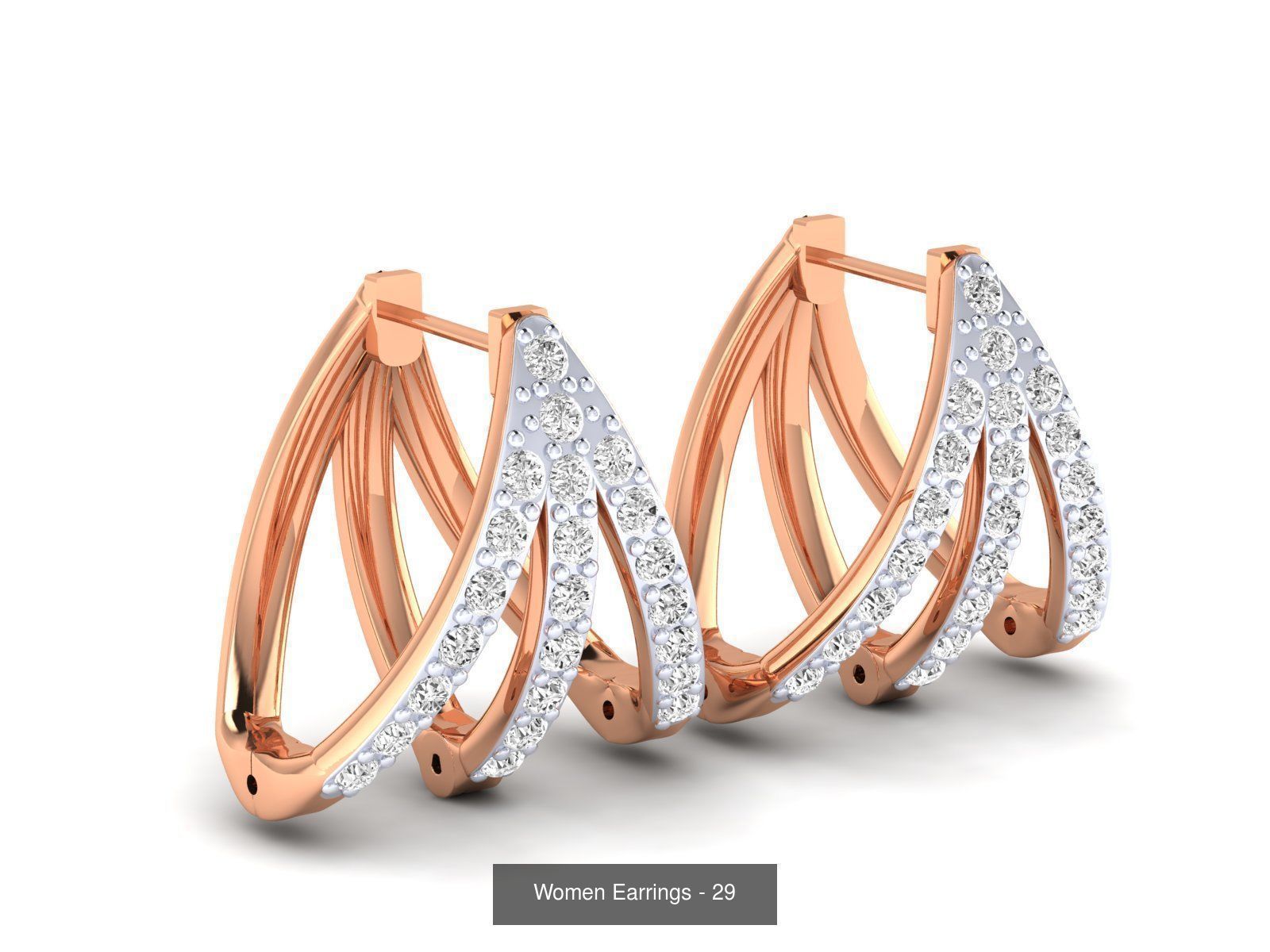 127 Diamond Hoops Earrings  3D Model Collection_26